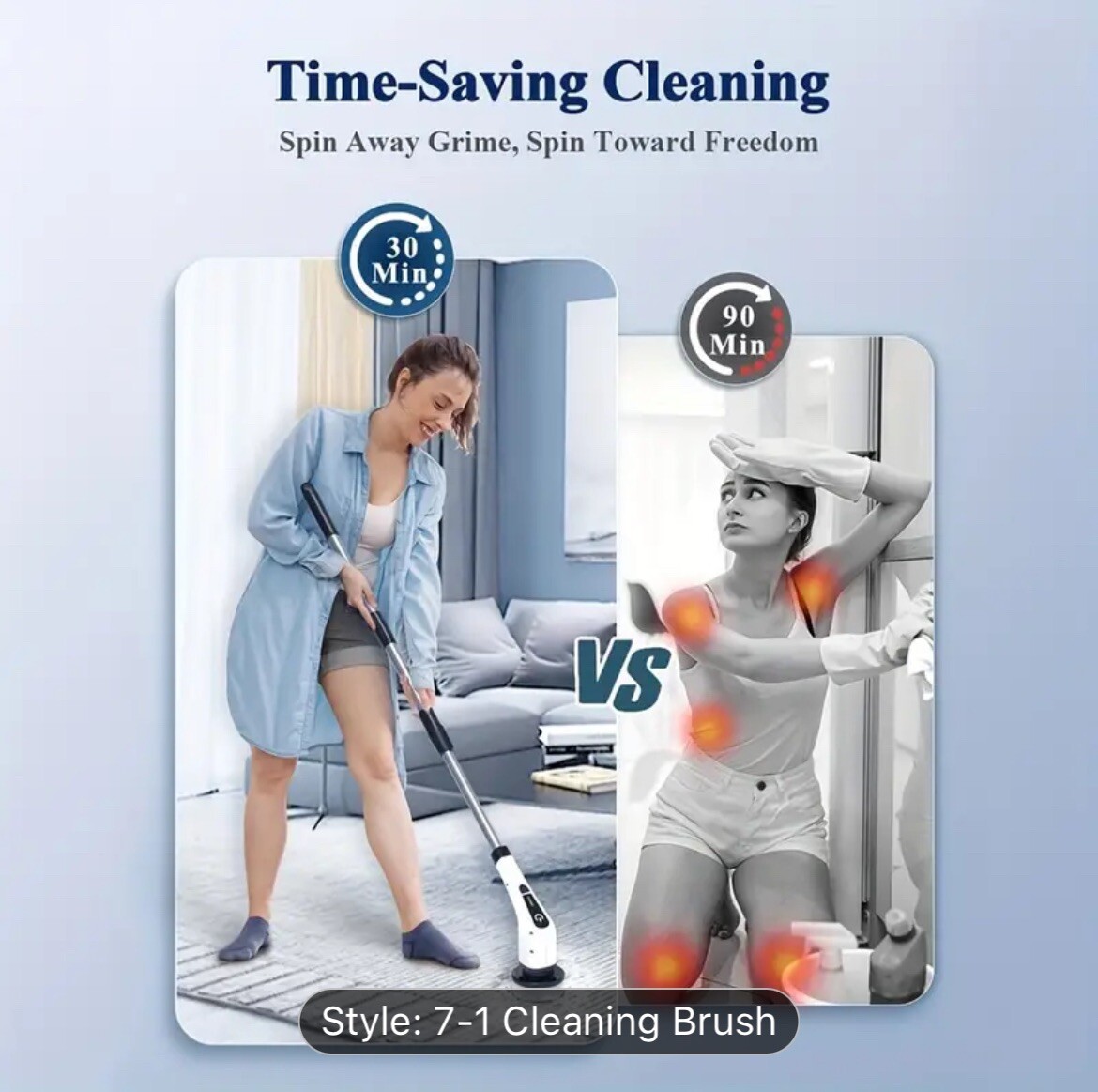 Electric Scrubtastic Cordless Spin Scrubber 7 Head Car Cleaning Mop Rechargeable