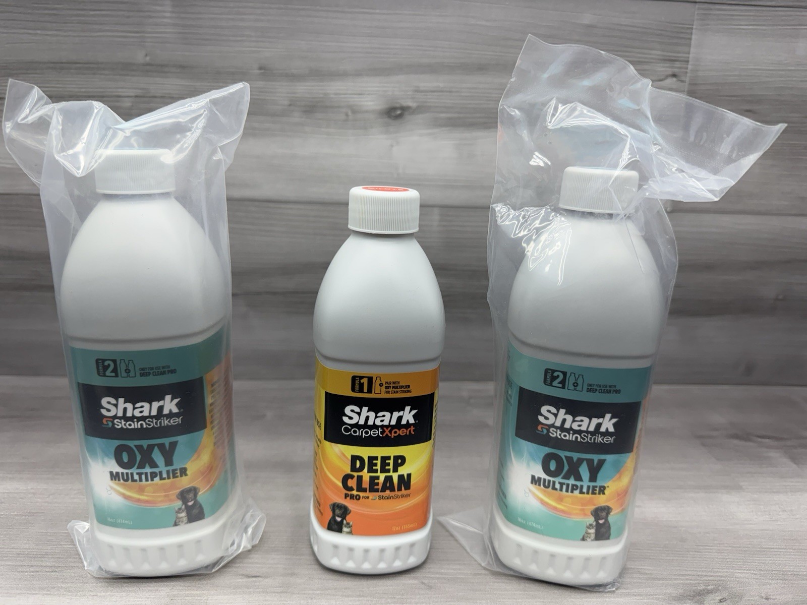 Shark Carpet Xpert Deep Clean Pro 12 oz & 2 Oxy Multiplier 16 oz Stain Striker