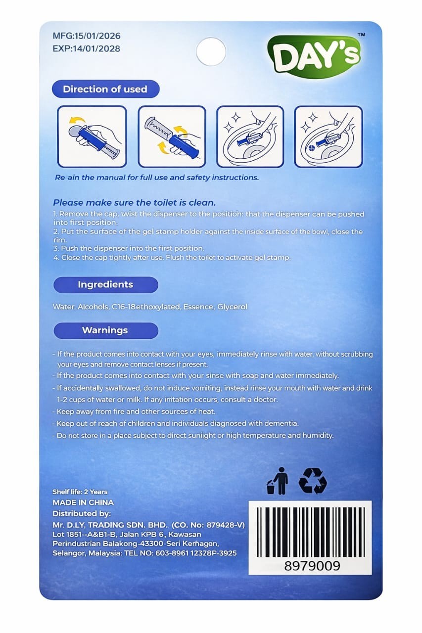 2Packs for 12 Uses Each -Toilet Cleaner Gel Stamp Deodorizer Fresh Ocean Scent