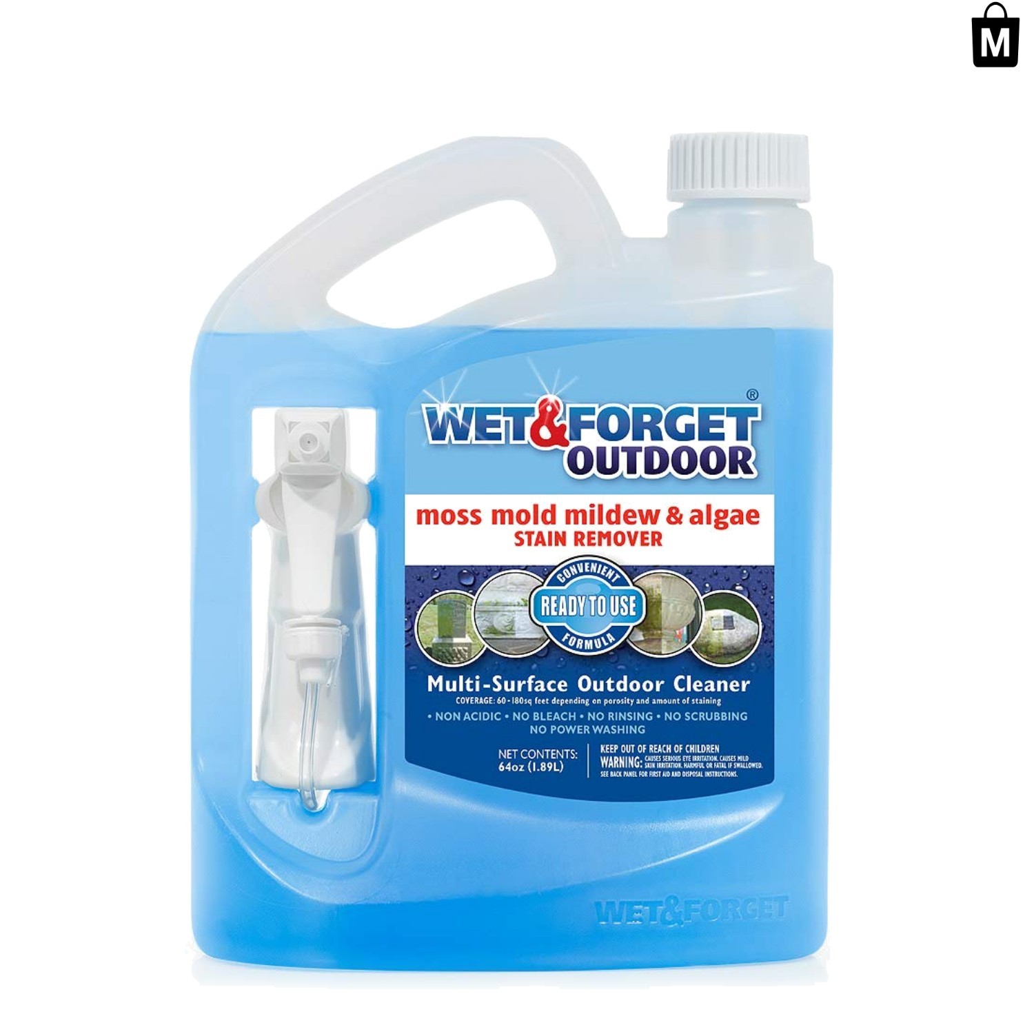 64 Oz Multi-Surface Outdoor Cleaner – Effortlessly Remove Moss, Mold & Mildew