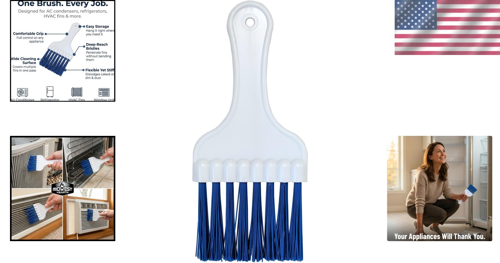 HVAC Coil Cleaning Brush – Long Bristle Cleaner for AC & Refrigerator