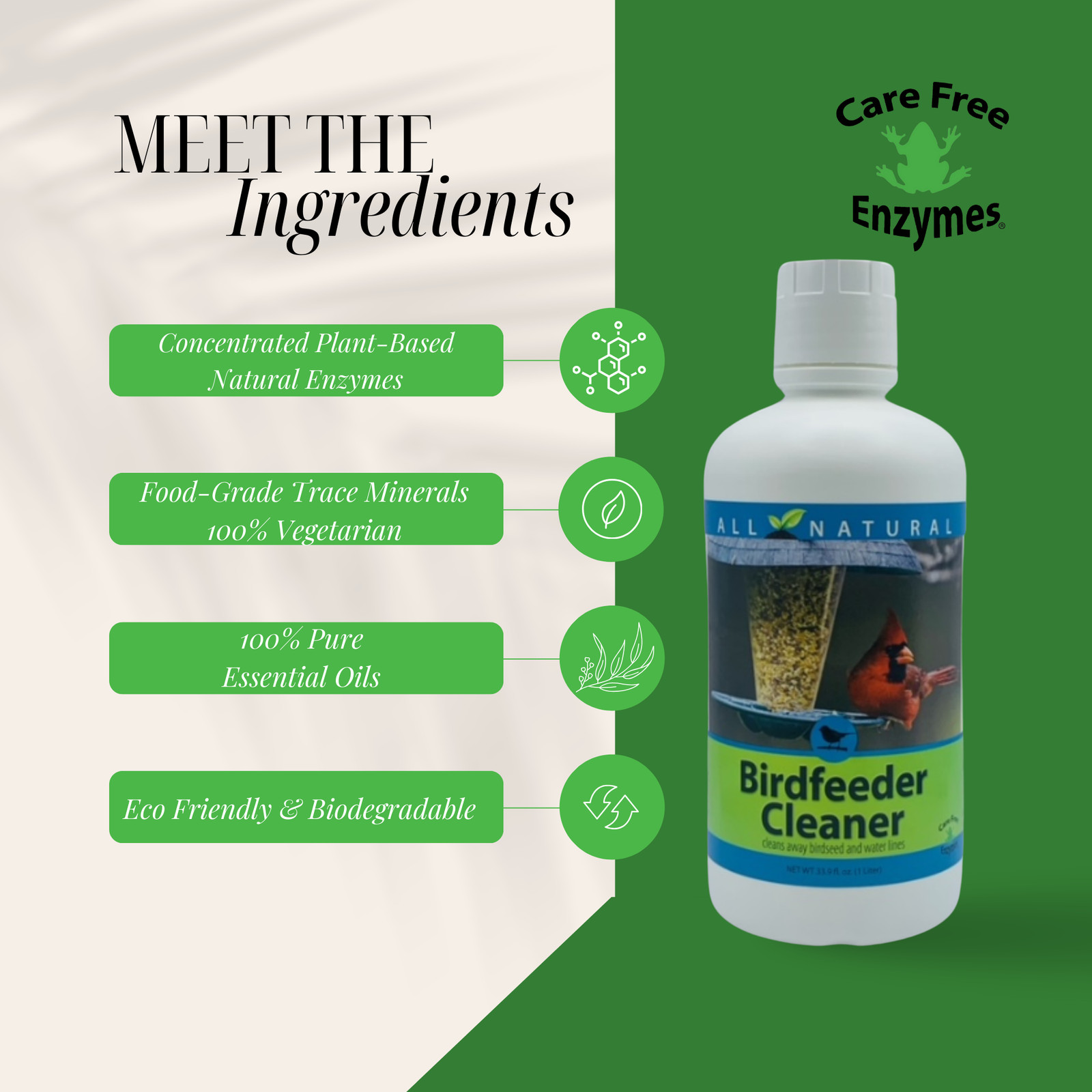 All-Natural Bird Feeder Cleaner & Protector | CareFree Enzymes Birdfeeder Cleane