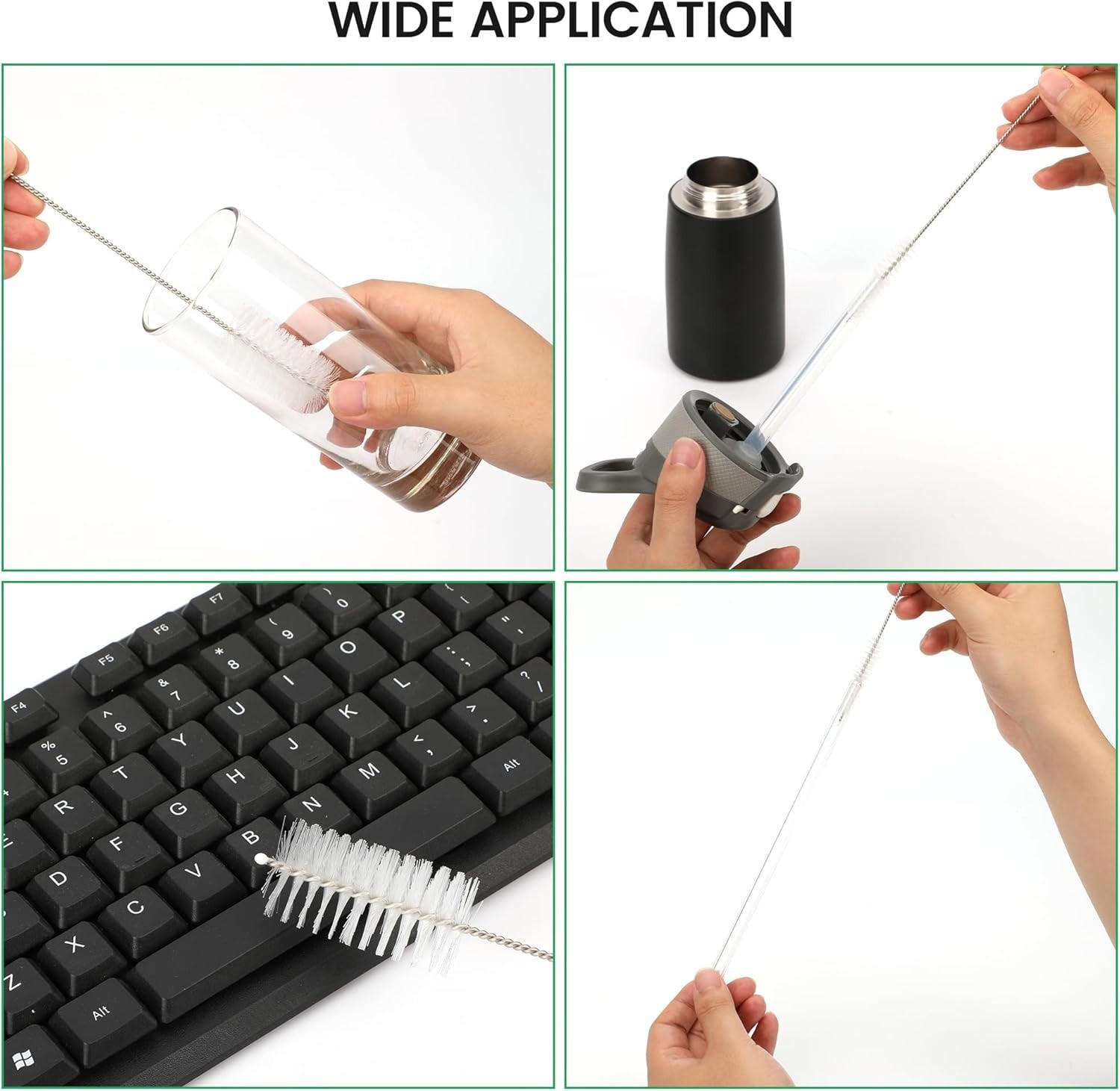 10 Pack Reusable Straw & Tube Cleaner Brushes Assorted Sizes
