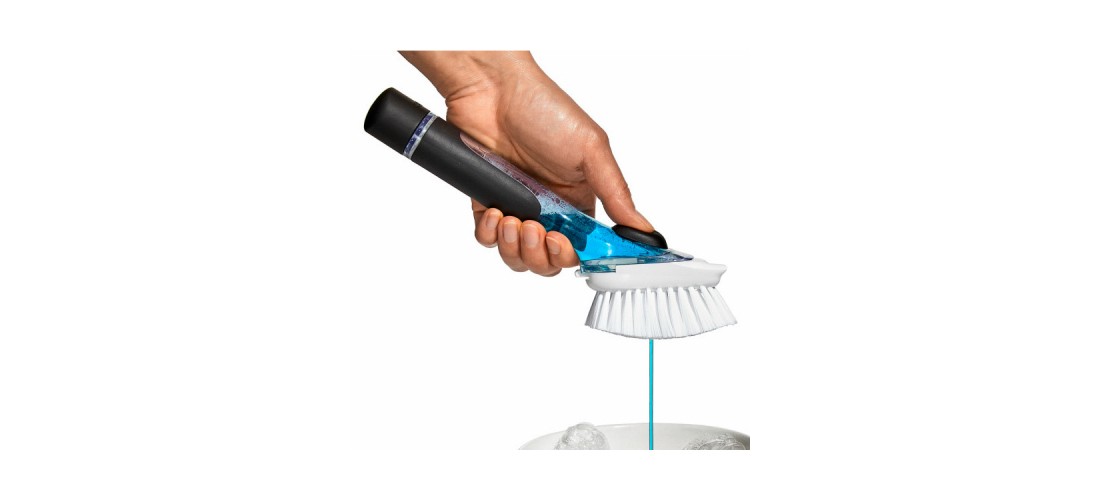 Soap Dispenser Dish Brush Good Grips 1.25″ W Plastic/Rubber Handle Black/White