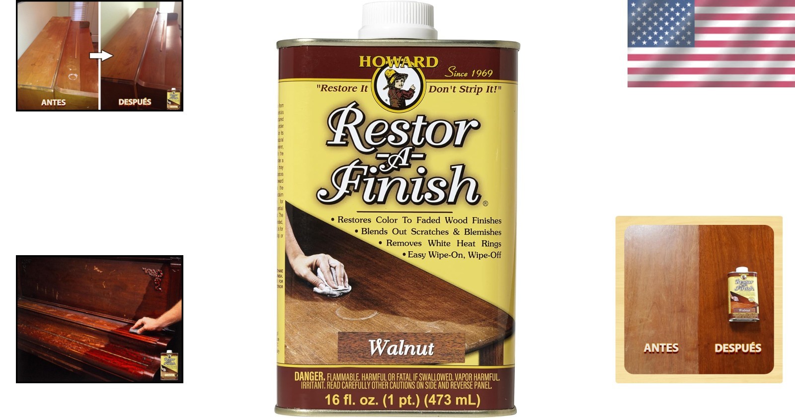 Restor-A-Finish Wood Restoration Formula, 16 oz – Walnut – Antique Care Solution
