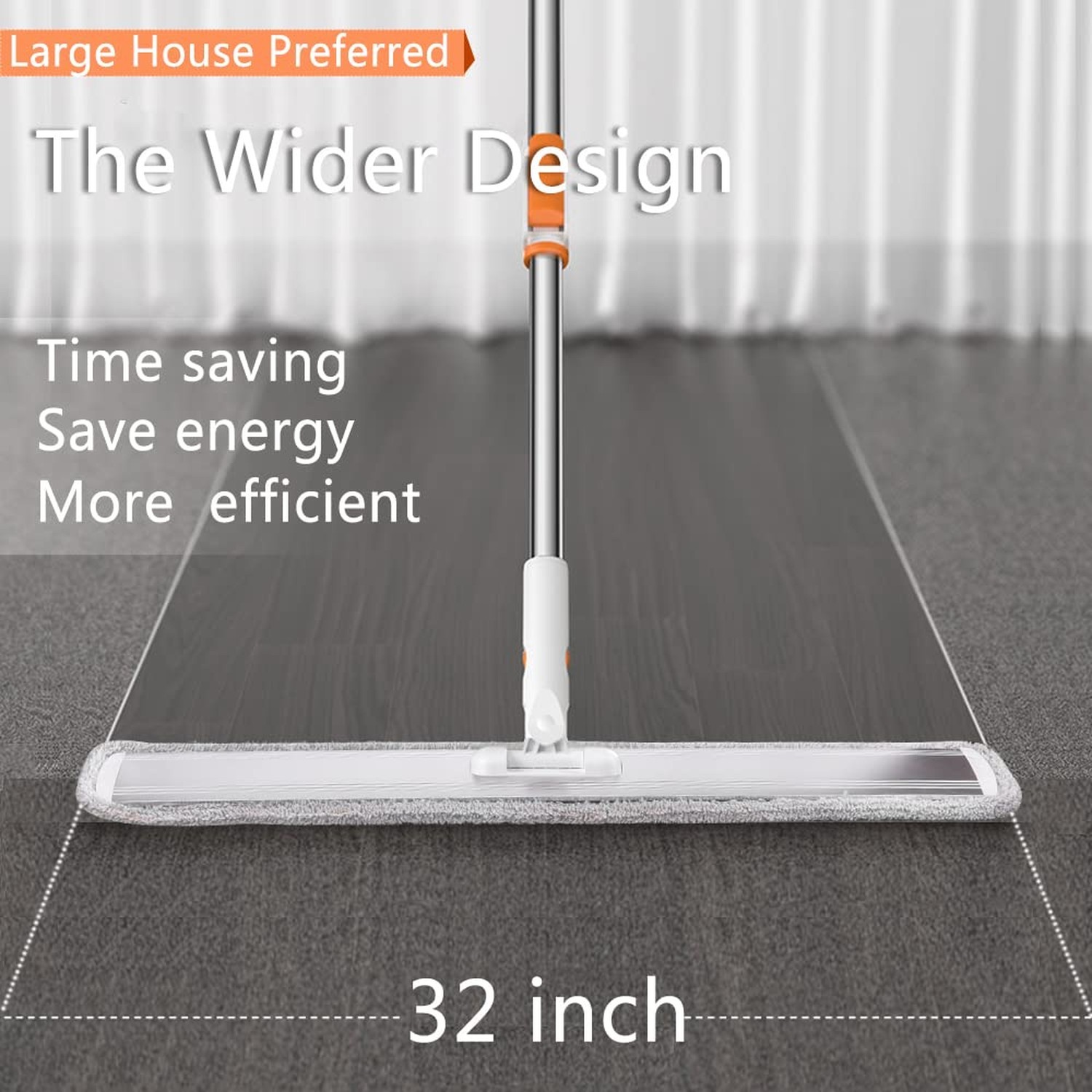 Microfiber Flat Mop 32 in Large Mops for Floor Cleaning Commercial Dust Dry W…