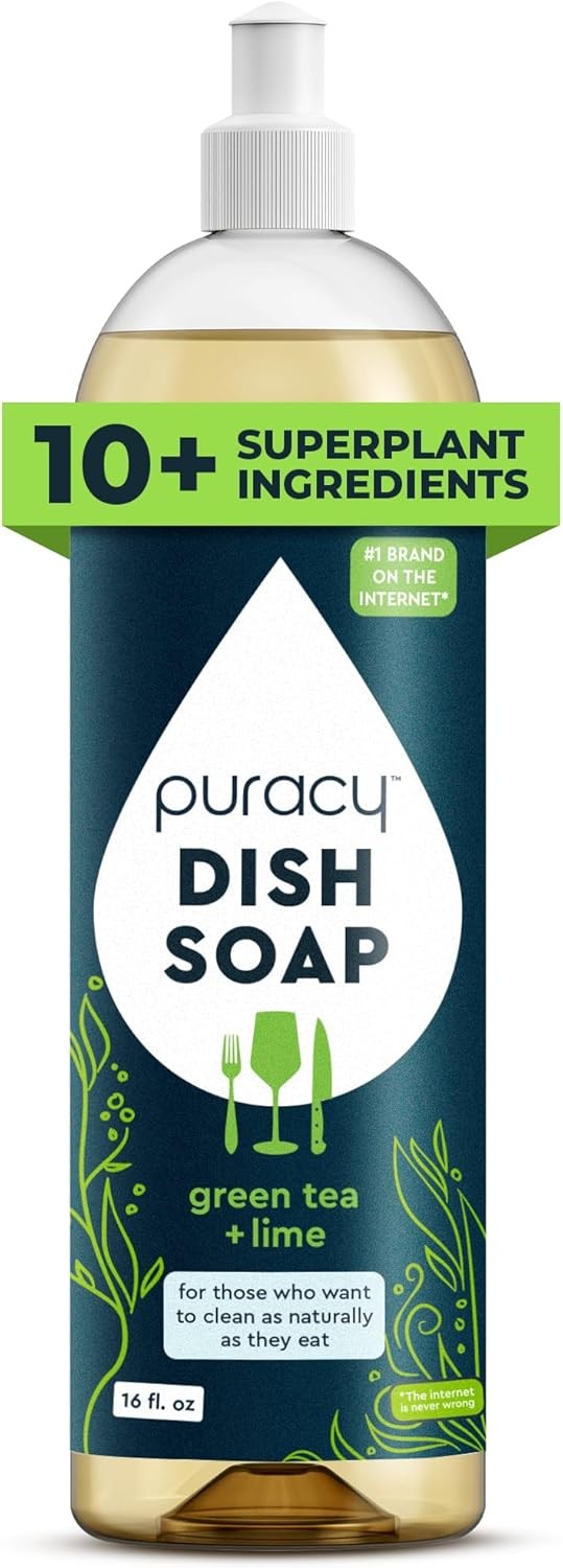 Natural Dish Soap Skin-Softening Plant-Based Dishwashing Soap Non-Toxic Dish