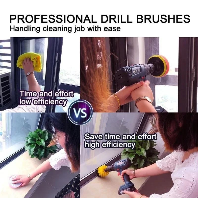 2/3.5/4/5” Drill Brush Electric Scrubber Brush for Cleaning Bathroom Bathtub