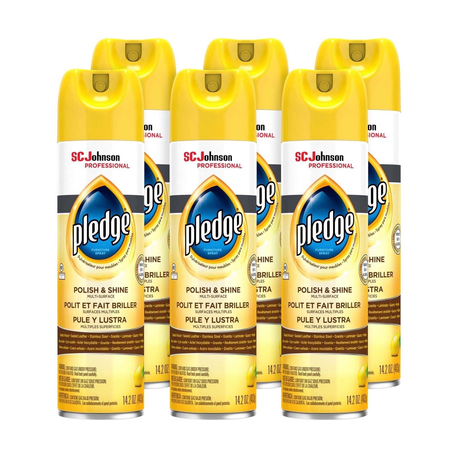 Pledge Polish and Shine for Wood Furniture and More, Lemon, White, 14.2 Oz (P…