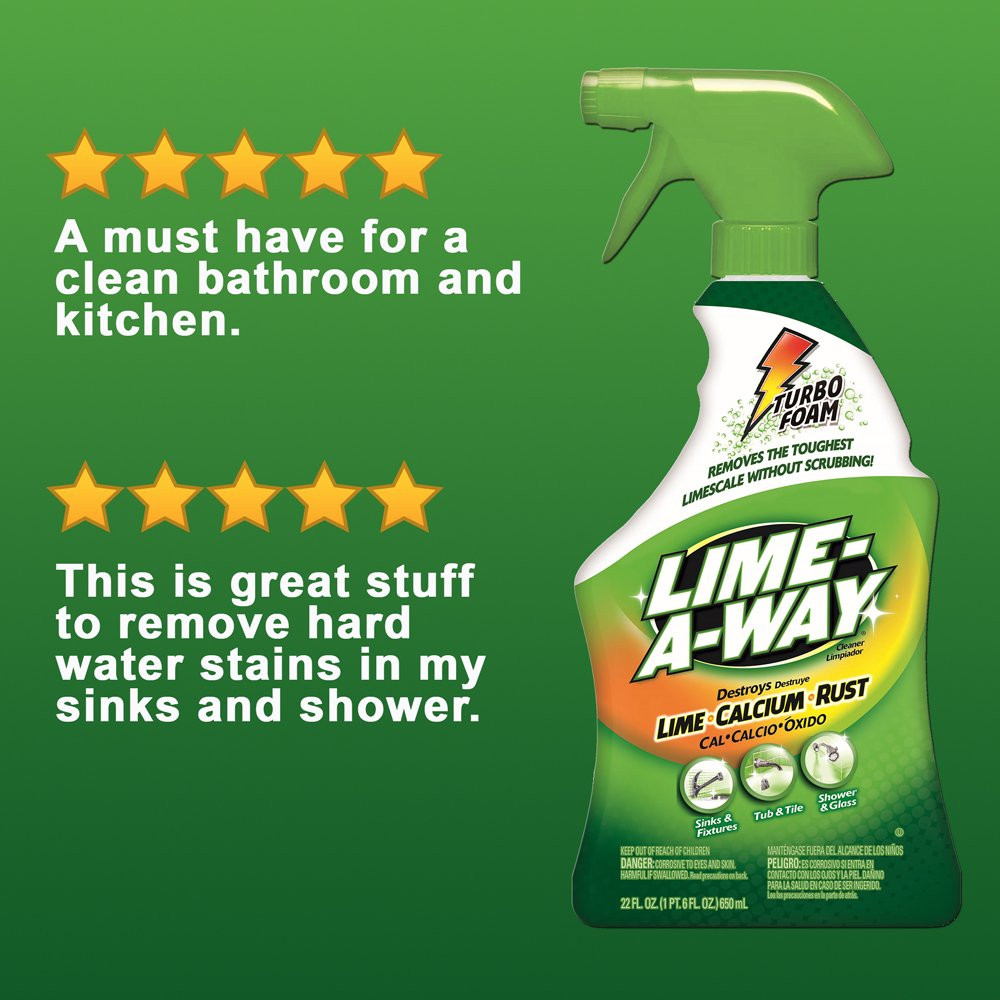 Lime-A-Way Bathroom Cleaner Spray, 32Oz, Removes Lime Calcium Rust