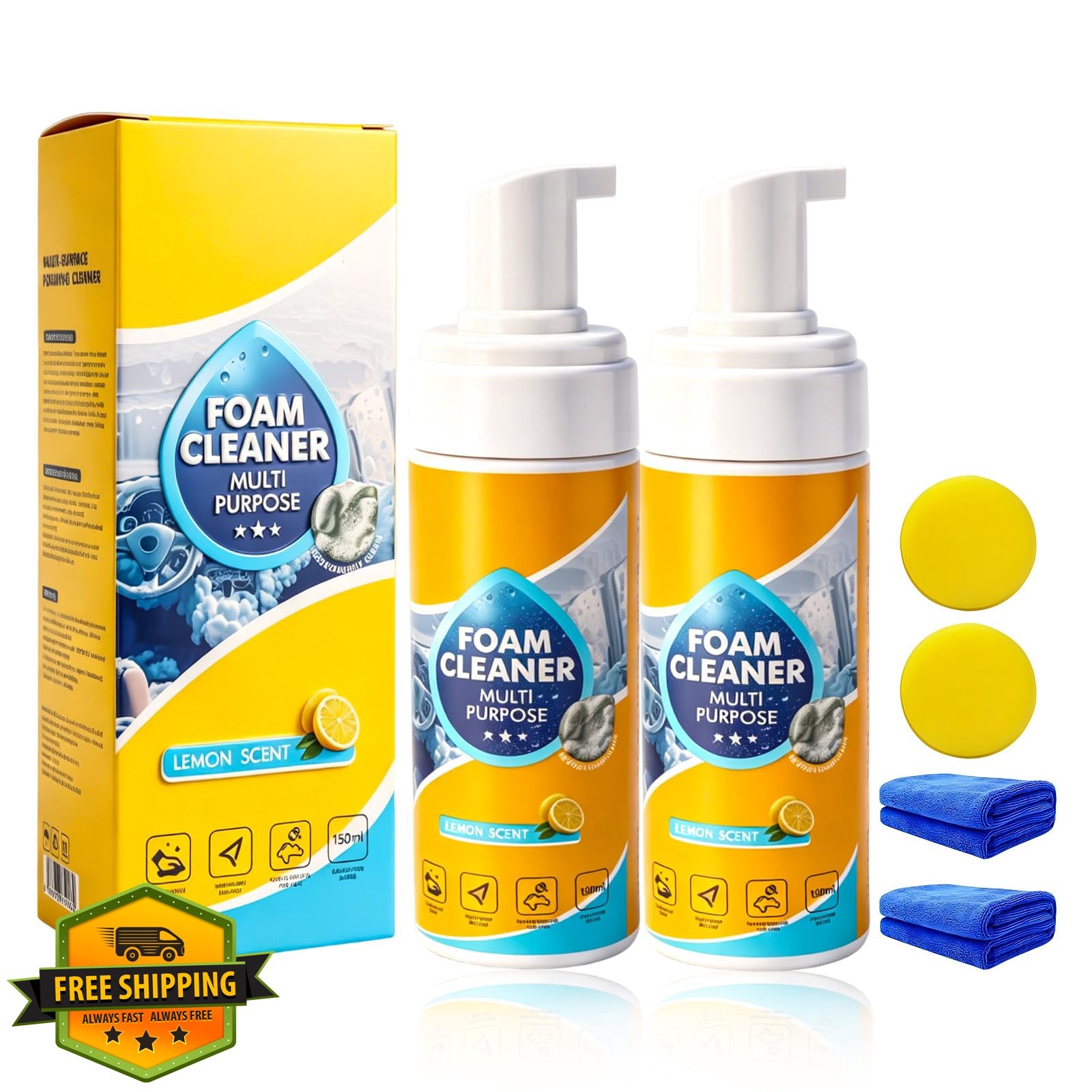 Pwewob Foam Cleaner All Purpose Deep Cleaning Spray 2 PCS