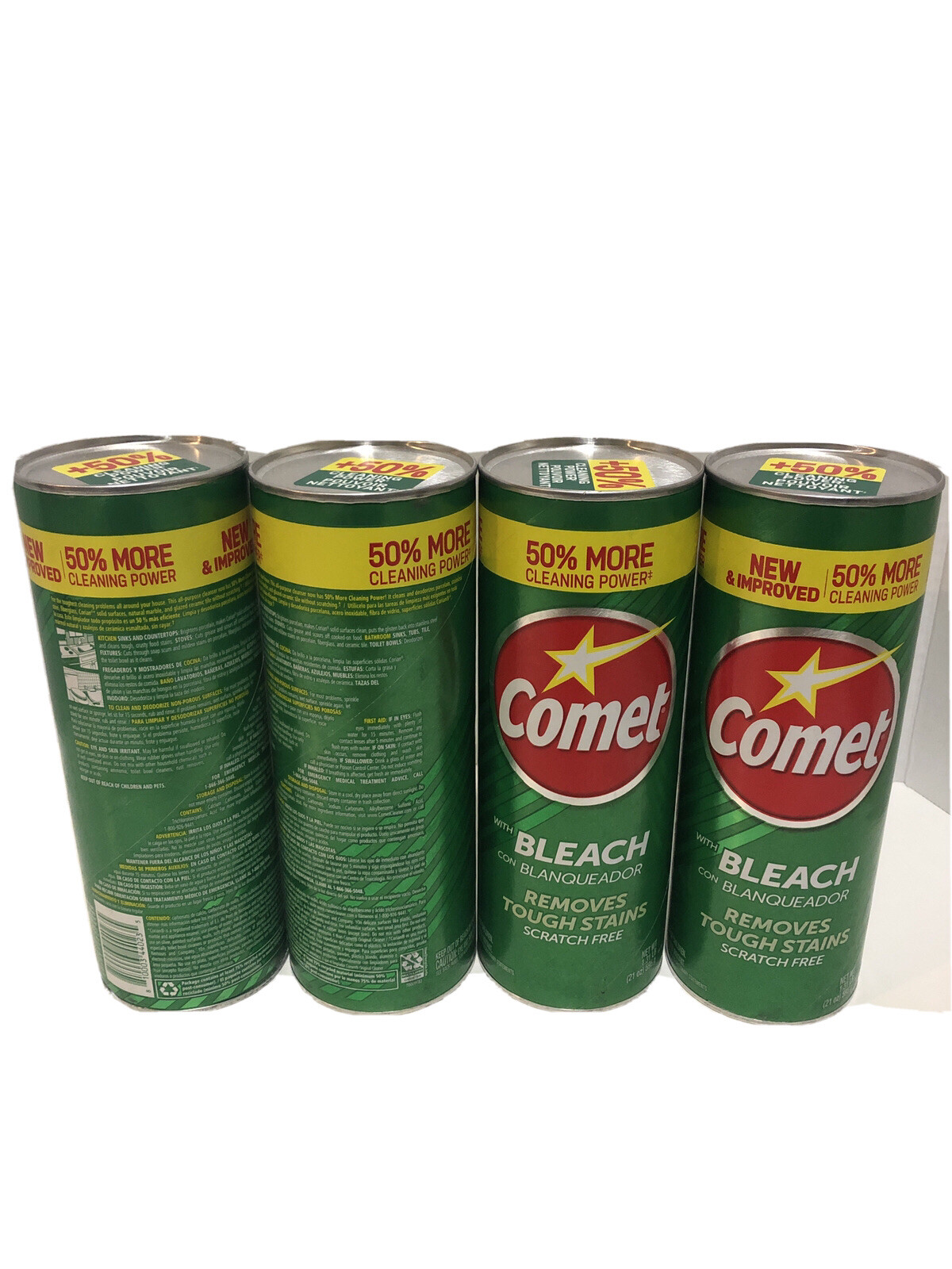 New 4 PACK Comet With Bleach All Purpose Cleaner Powder 21 oz Each 