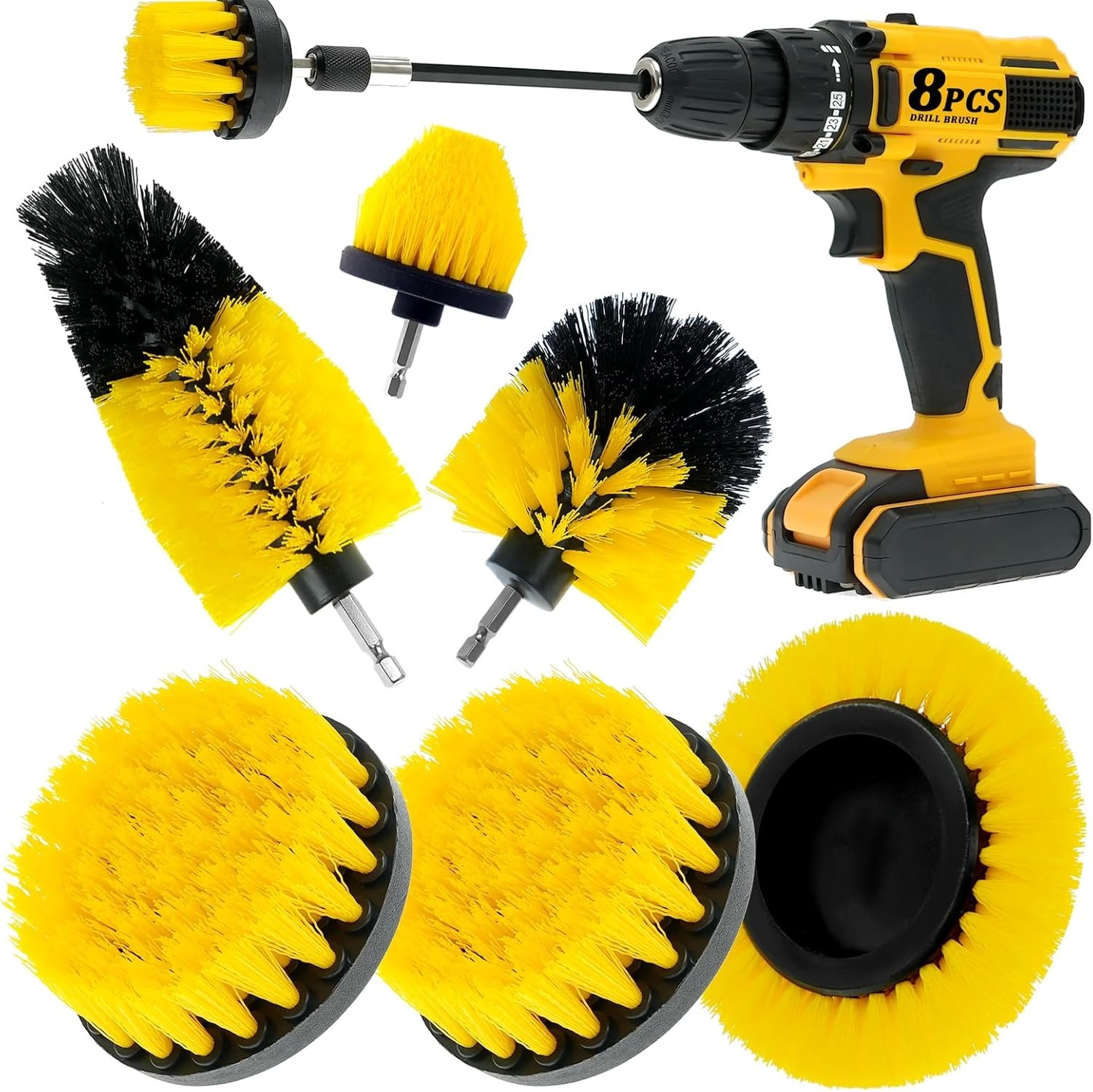 8 Pcs Drill Brush Attachment Set, Power Cleaning Scrub Brush Kit Free Shipping