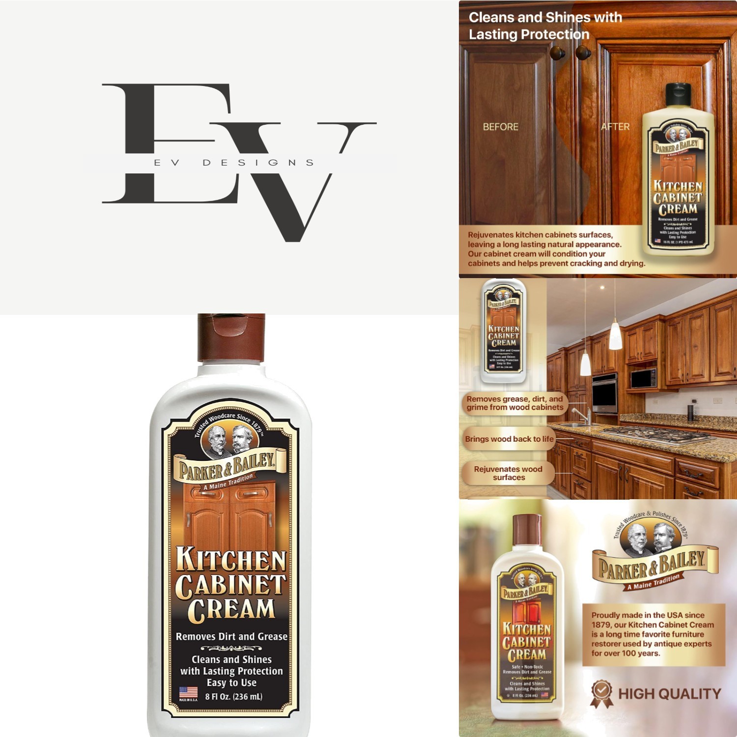 8oz Kitchen Cabinet Cream – Multi-Surface Wood Polish with Low Odor Formula