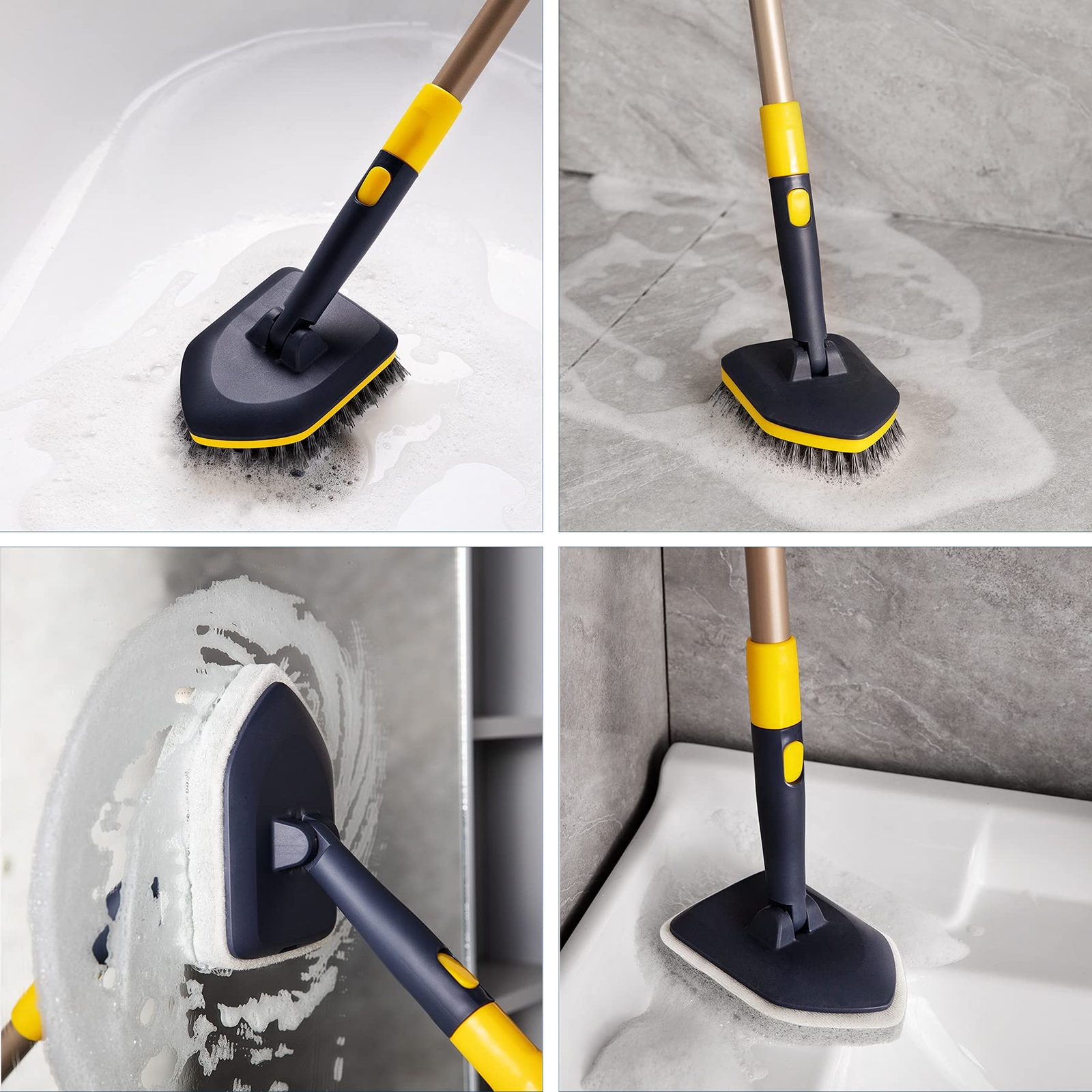 Tub Tile Scrubber Brush 2 in 1 Cleaning Brush 58.2 Inch Adjustable Telescopic