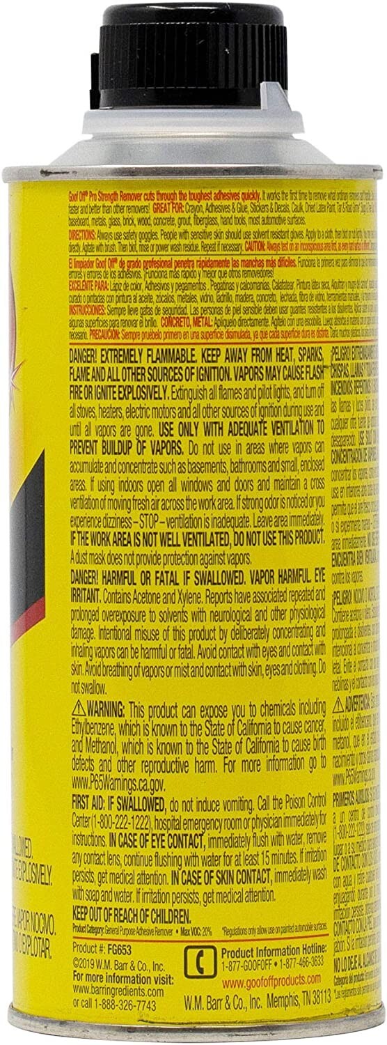 Goof Off FG653 Professional Pro Strength Paint & Graffiti Remover , 16 Ounce