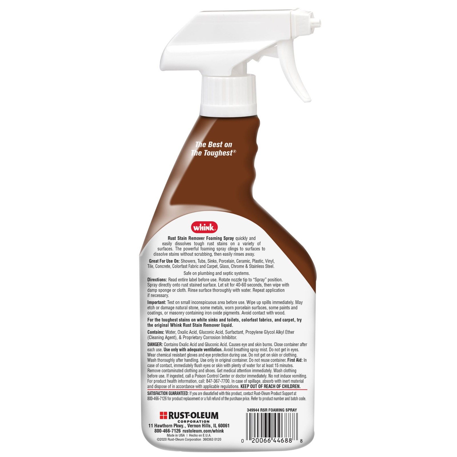 Whink Rust Stain Remover Foaming Spray, 24 Fl Oz- 349944