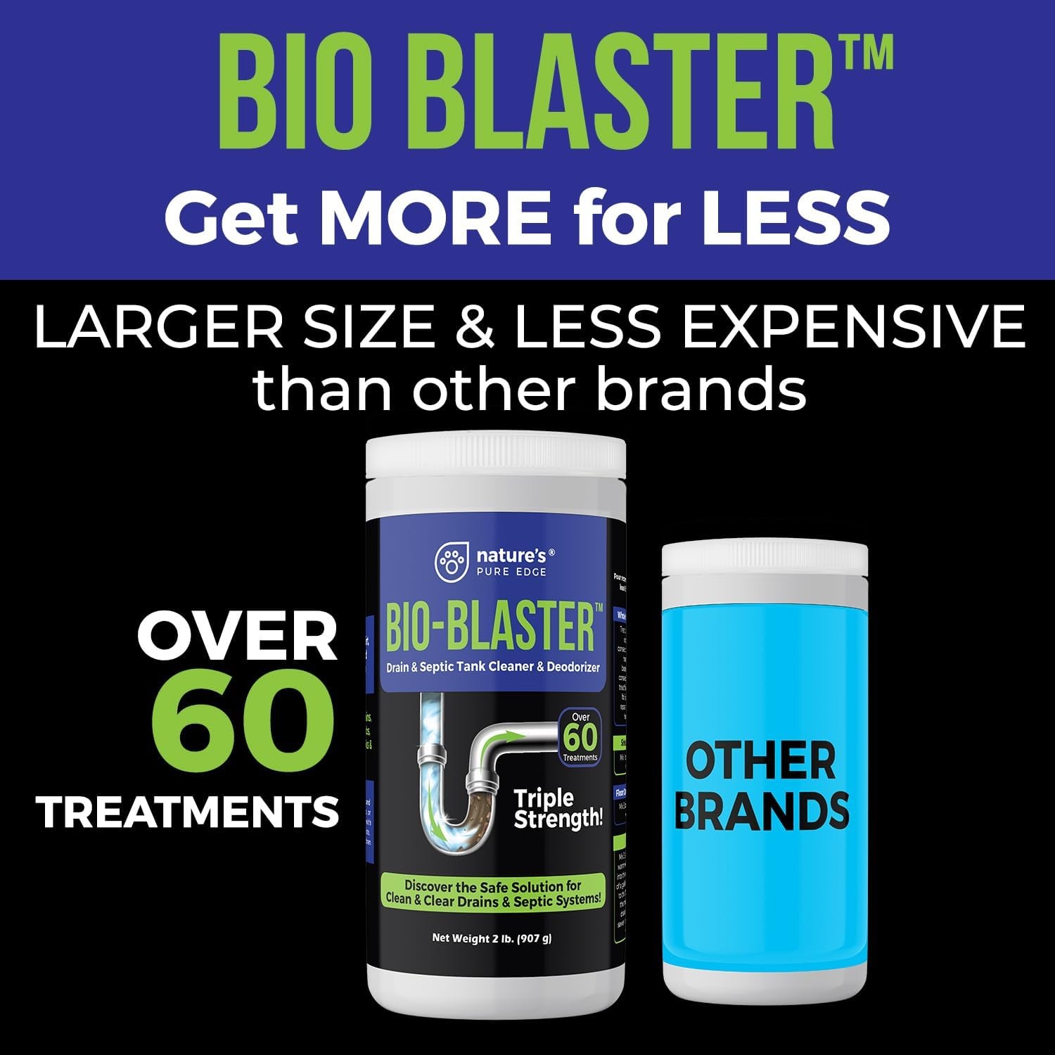 Enzyme Drain and Septic Cleaner and Friendly Bacteria Booster. Extra Large 2 lb.