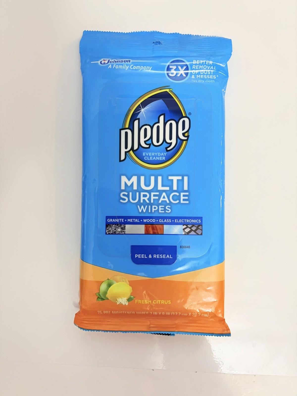 2x Pledge Multi-Surface Everyday Natural Cleaner 16 oz Spray & 25 Wipes Citrus
