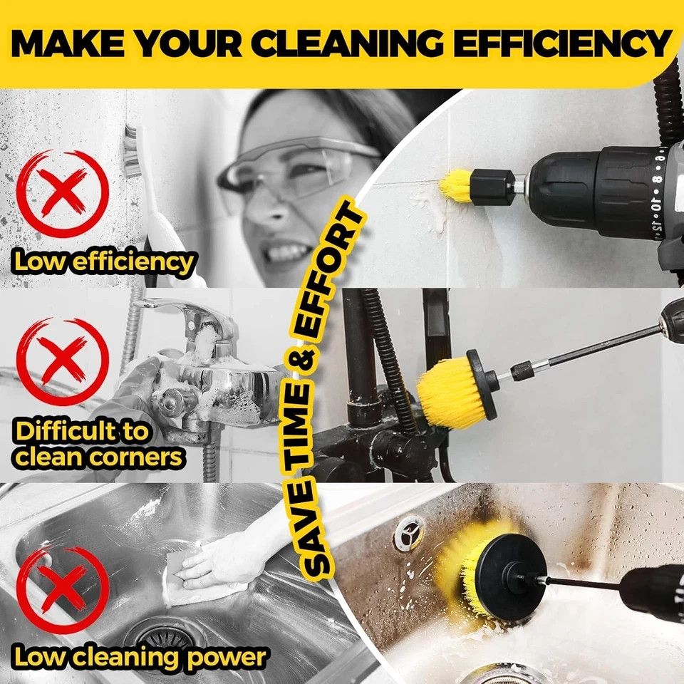 6Pack Drill Brush Power Scrubber Cleaning Brush Extended Long Attachment Set All