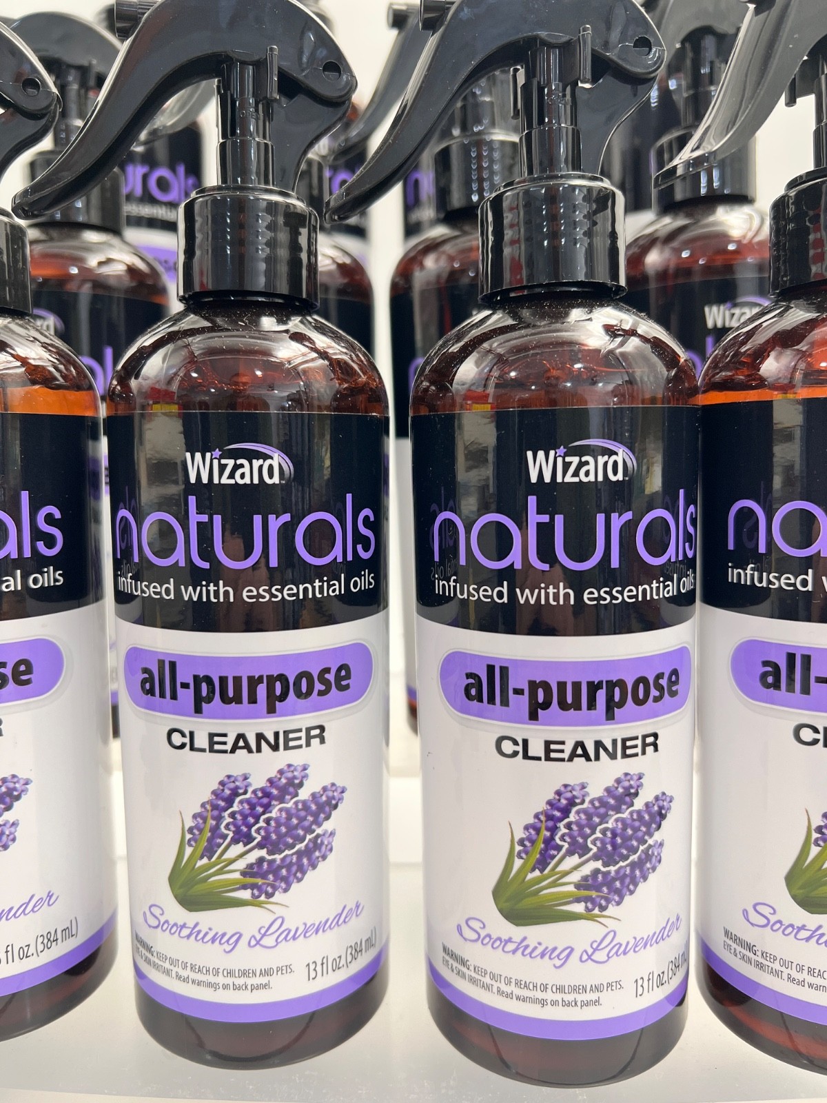 12 Wizard Naturals All Purpose Spray Cleaner Soothing Lavender 13oz. 384ml.