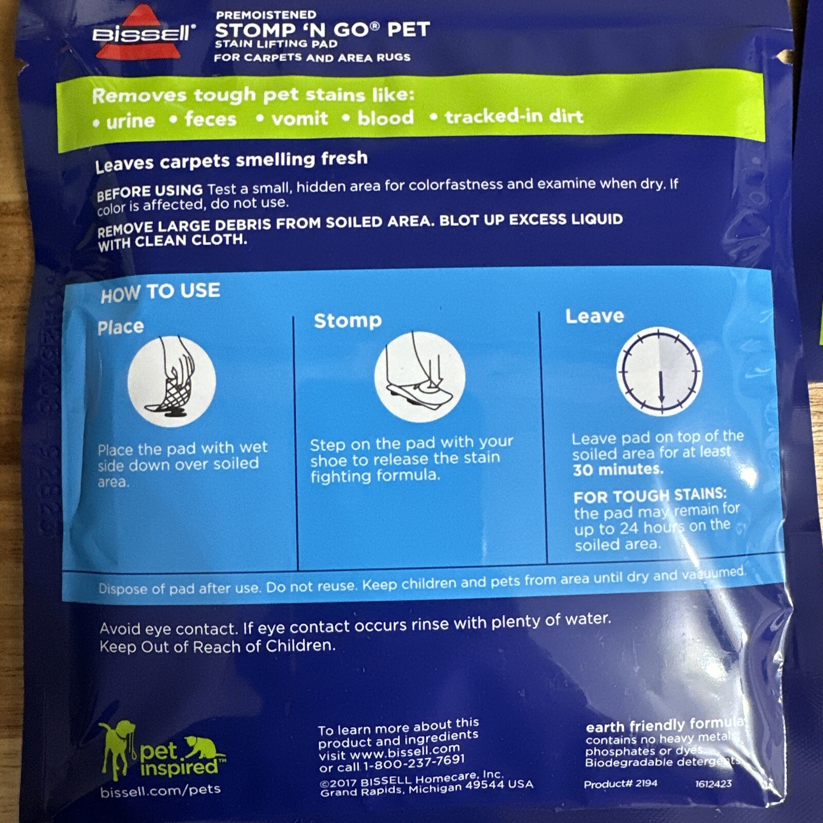 3 Packs New Bissell Stomp N Go Pet Stain Lifting Pads +Oxy For Dog or animal