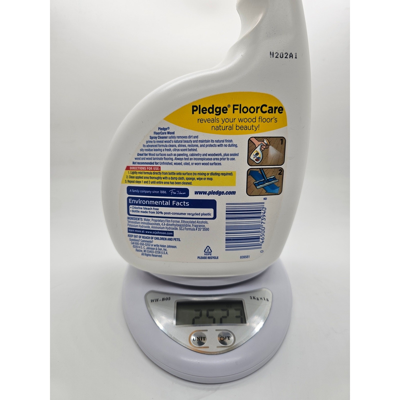 USED Pledge Floor Care Wood Spray Cleaner Lemon Scent