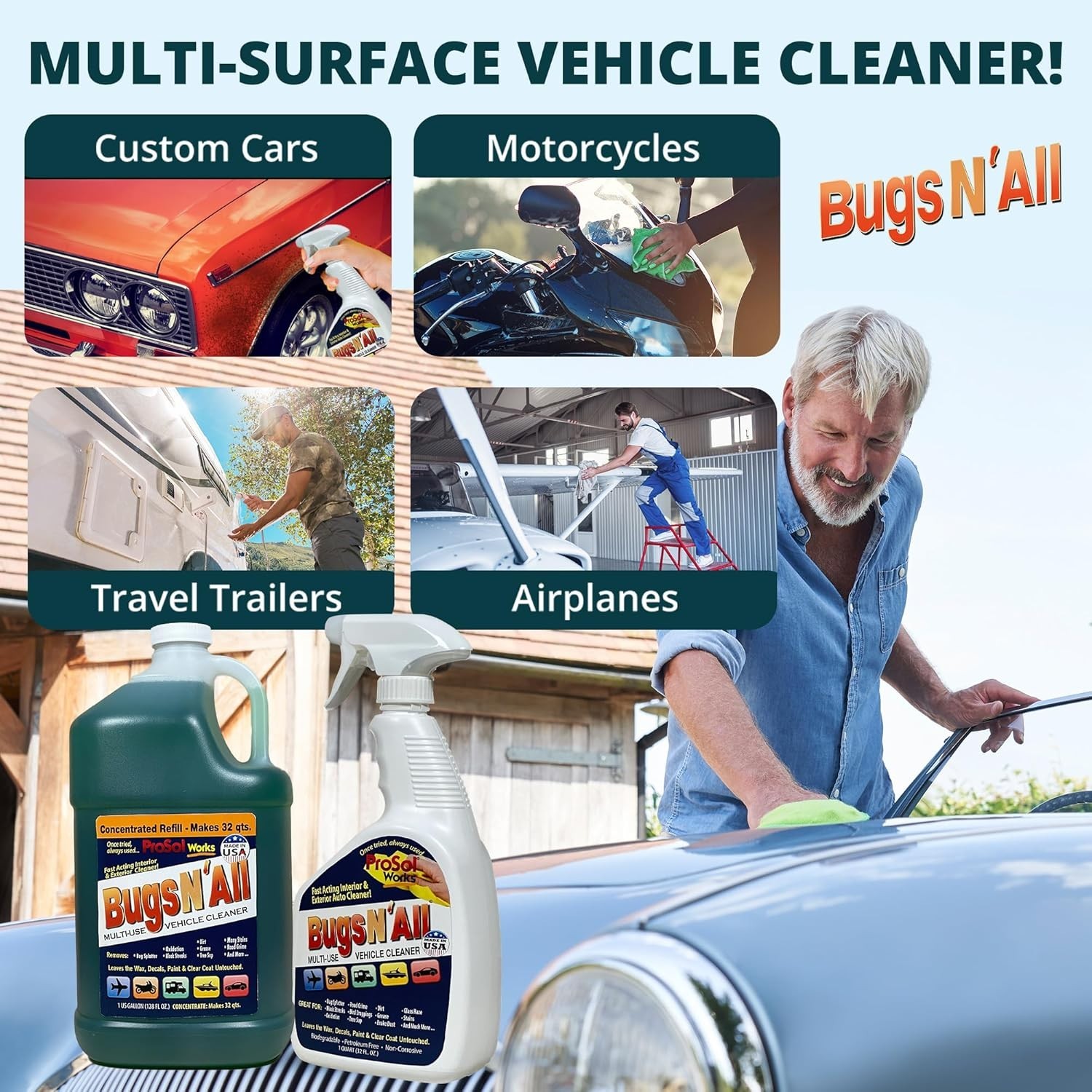 Bugs N’ All Multipurpose Car Cleaner & Degreaser – Bug & Tar Remover Concentr…