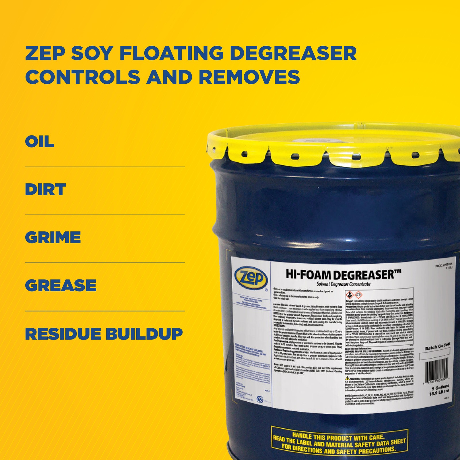 Zep Hi-Foam Solvent Based Degreaser Concentrate – 5 Gallon (1 Unit) 35835 –