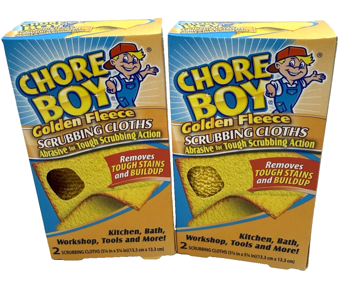 Lot Of (2) CHORE BOY Golden Fleece Scouring Cloths Pads Scrubbing