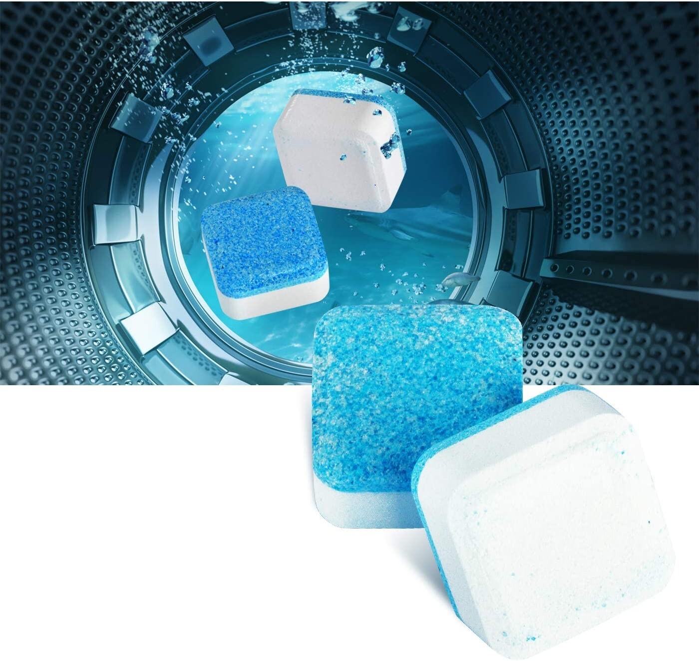 30 Pcs Solid Washing Machine Cleaner, Triple Decontamination Effervescent Clean