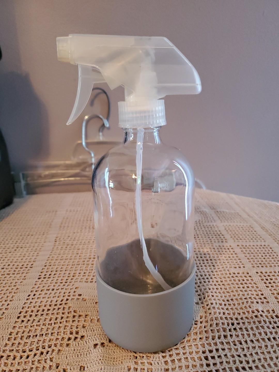 Grove Collaborative Glass Spray Bottle With Gray Silicone Sleeve New 16 Oz