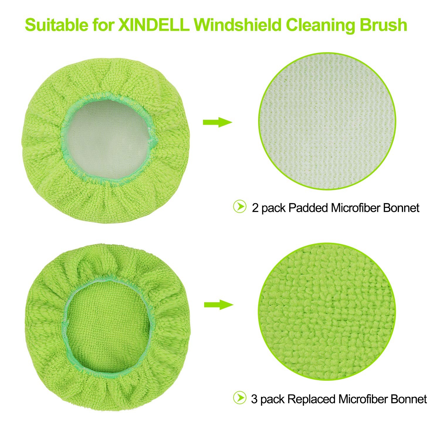 XINDELL 5 Pack Windshield Cleaner Microfiber Pads – Washable & Reusable Repla…