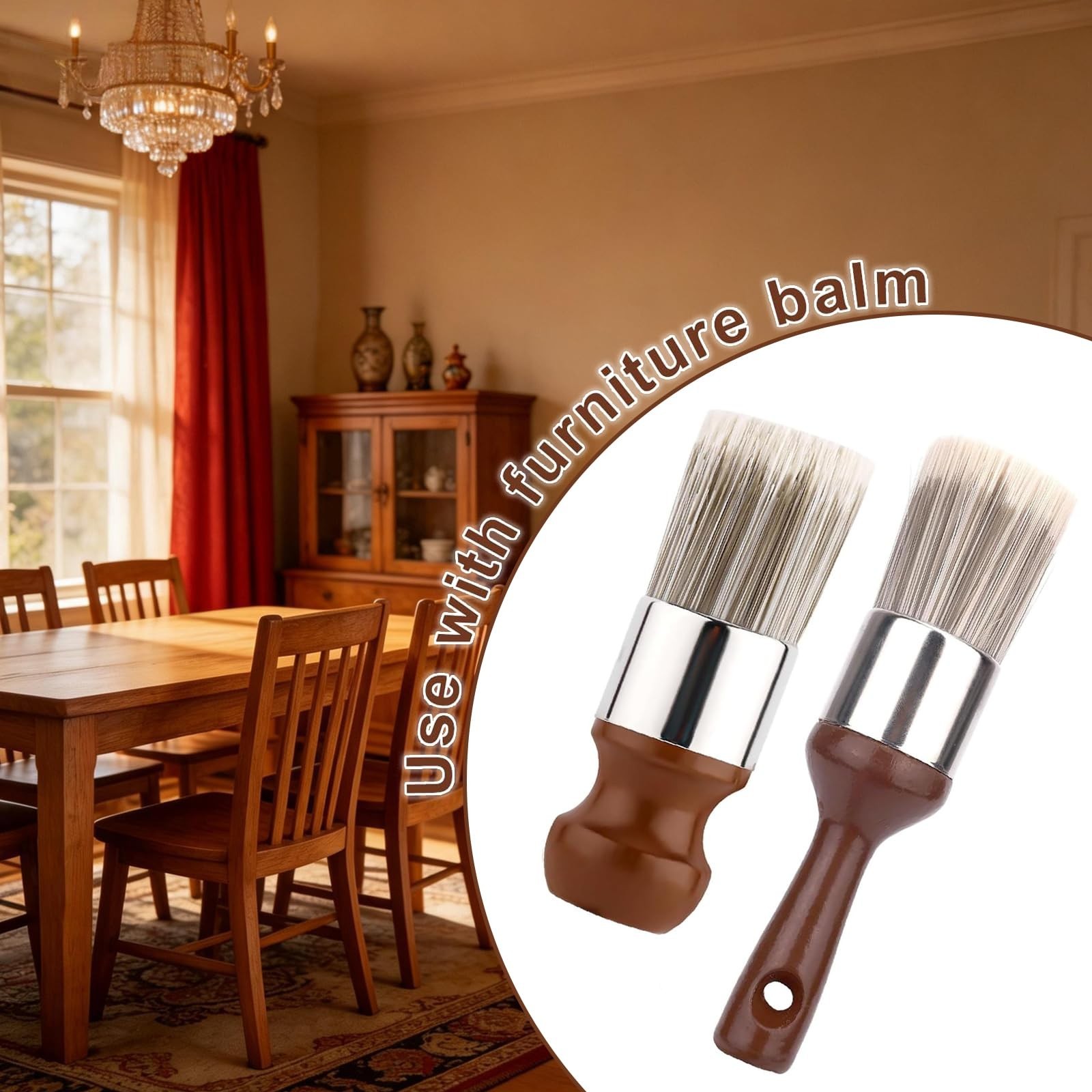 2pcs Ergonomic Salve Brush Set for Furniture, Leather & Wood Care – Soft Bristle
