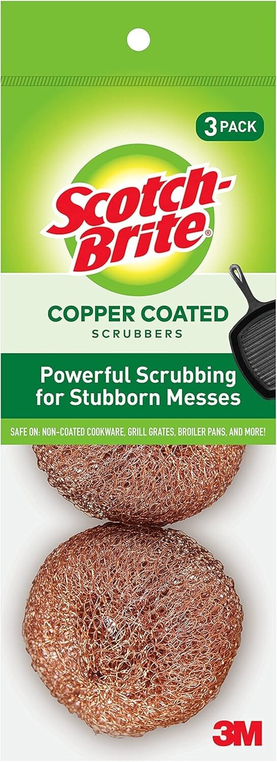 Scotch-Brite Copper Coated Scrubbing Scour Pads, 12 Scouring Scrubber Pads