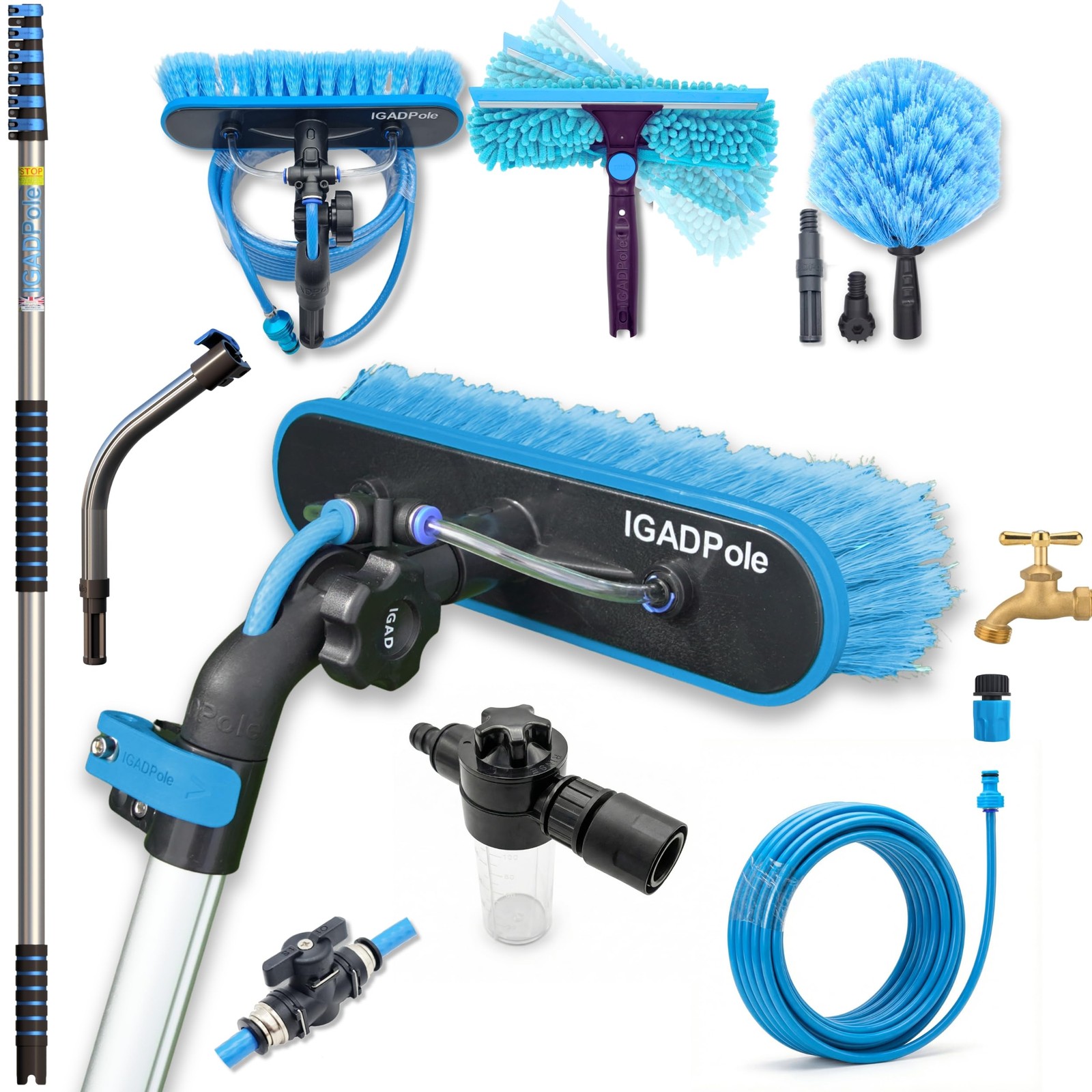 IGADPole 28 FT Water-Fed Washing Kit with Soap-Dispenser, Brush, 10″ Squeegee…