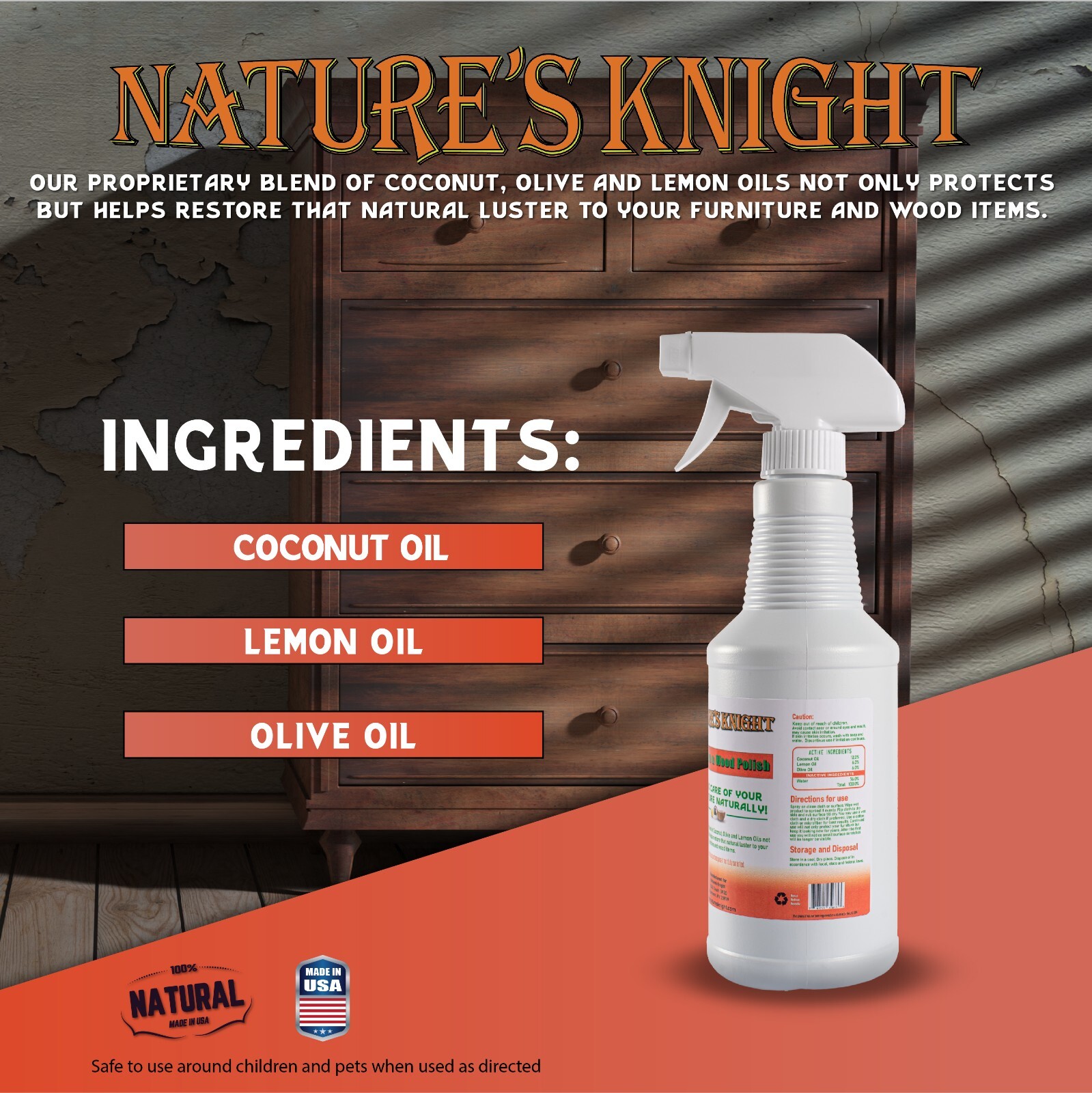 Furniture and Wood Polish cleans all surfaces, restores wood, shines