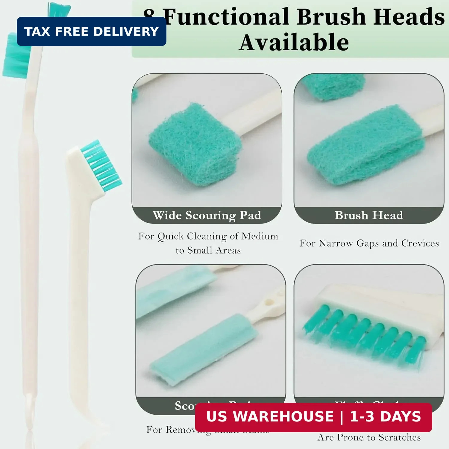 8-Piece Small Cleaning Brush Set for Tight Spaces, Mini Crevice Brushes for Hous