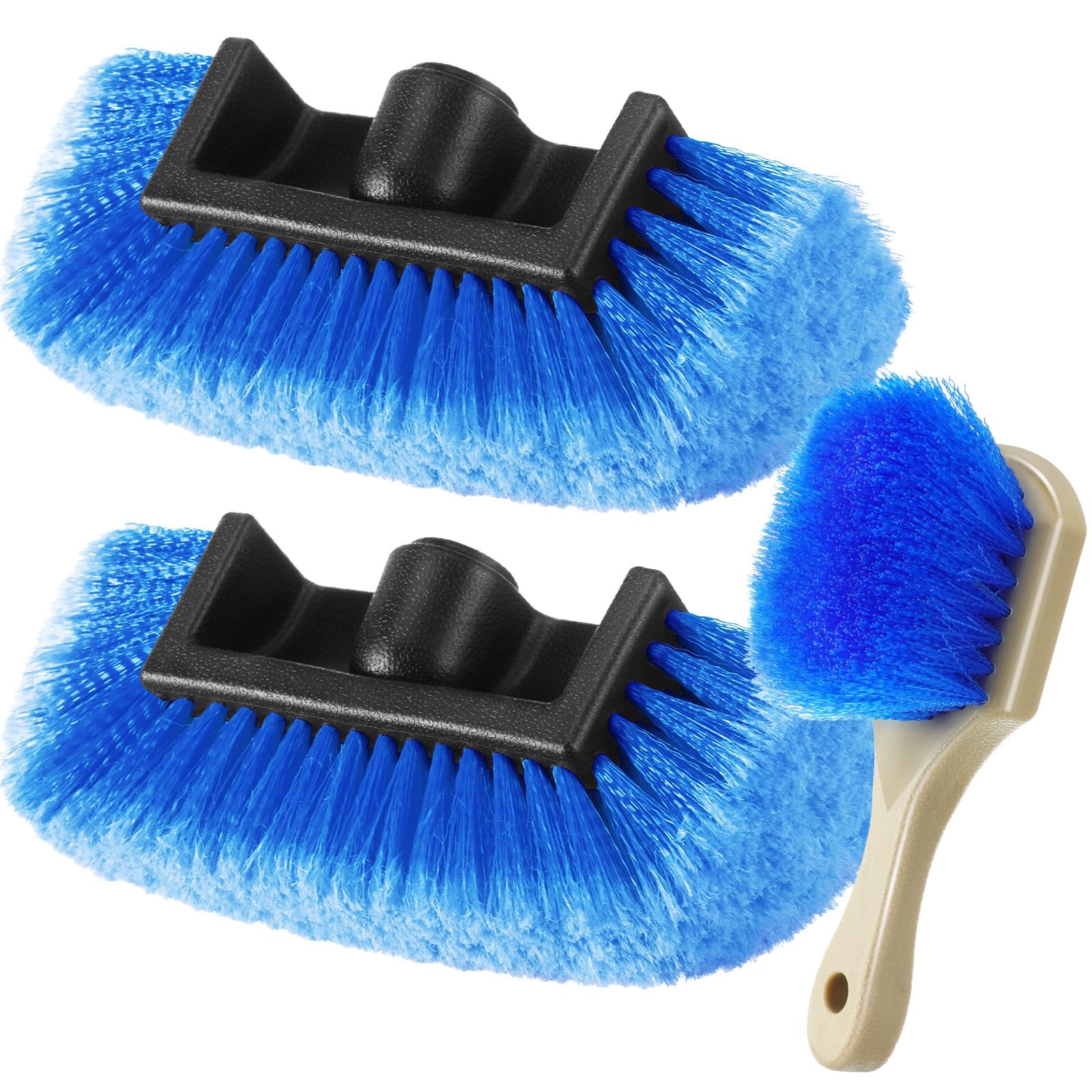 2 Pcs 10 Inch Car Wash Brush Head with Soft Detailing Bristle Flow Through Ca…