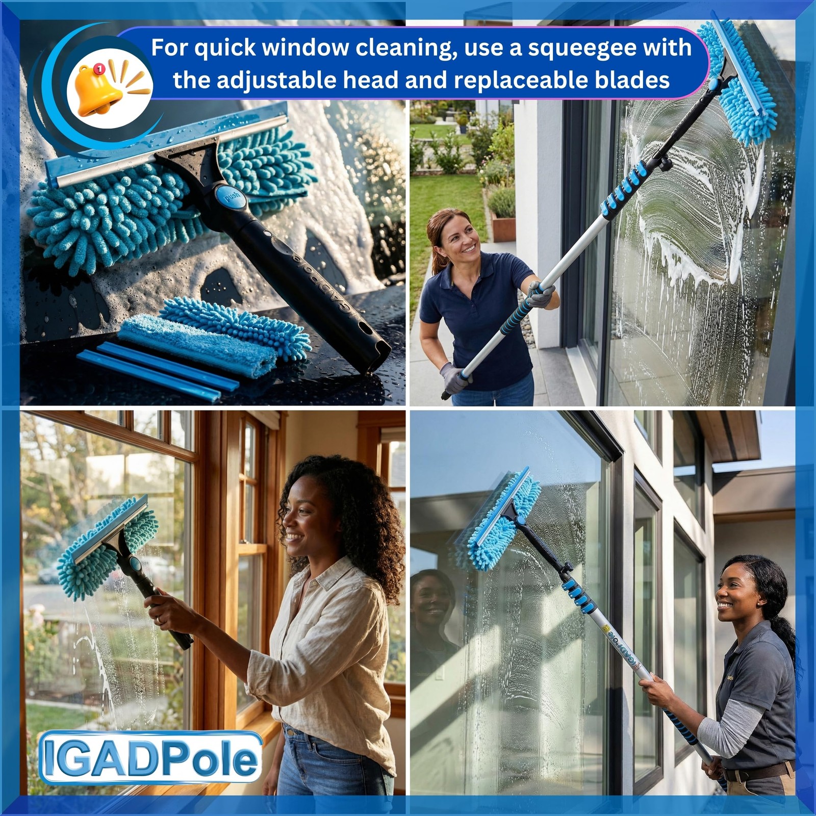 IGADPole 28 FT Water-Fed Washing Kit with Soap-Dispenser, Brush, 10″ Squeegee…