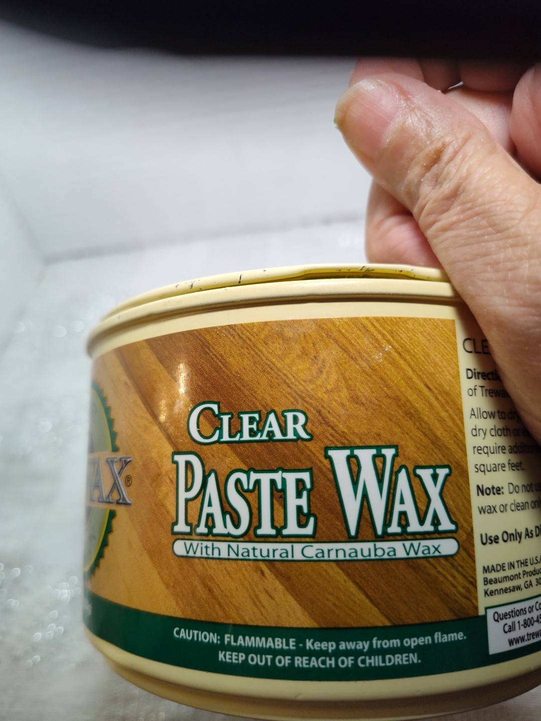 Used Original Trewax Clear Paste Wax Polish 12.35 Oz Can 70% Remaining