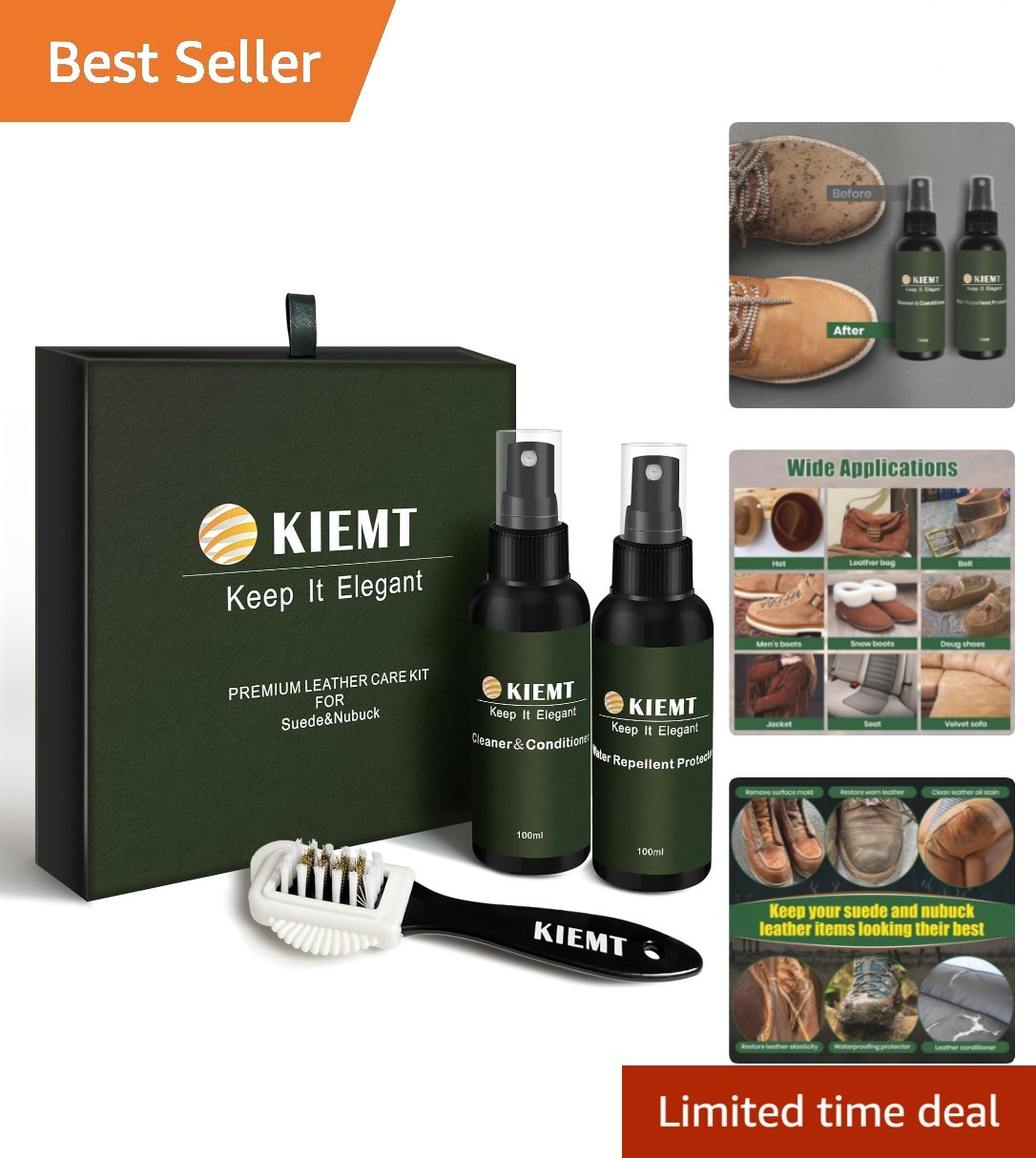 Suede and Nubuck Care kit,Leather Cleaner and Conditioner,Suede Protector Spr…