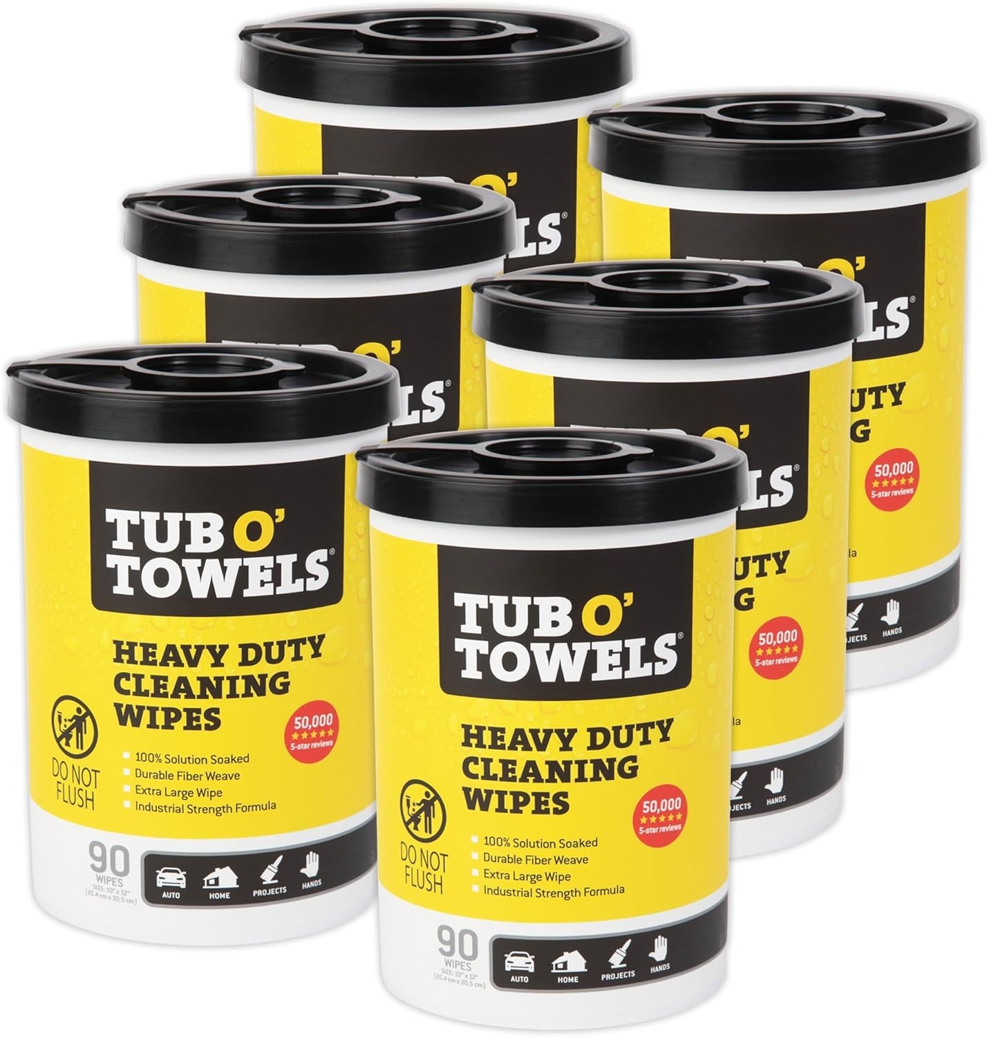 Tub O Towels TW90 Citrus Scented Wipes, 6-Pack