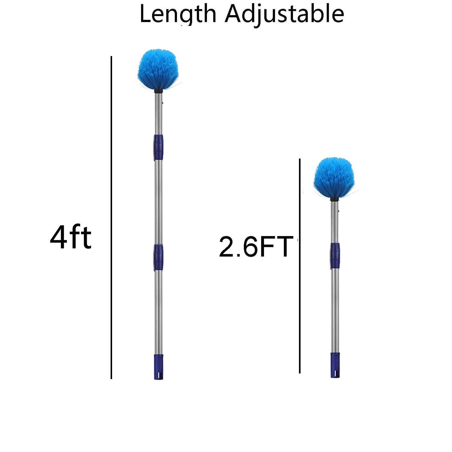 Cobweb Duster with Pole, 4ft Stainless Steel Pole Cobweb Brush with Medium-St…