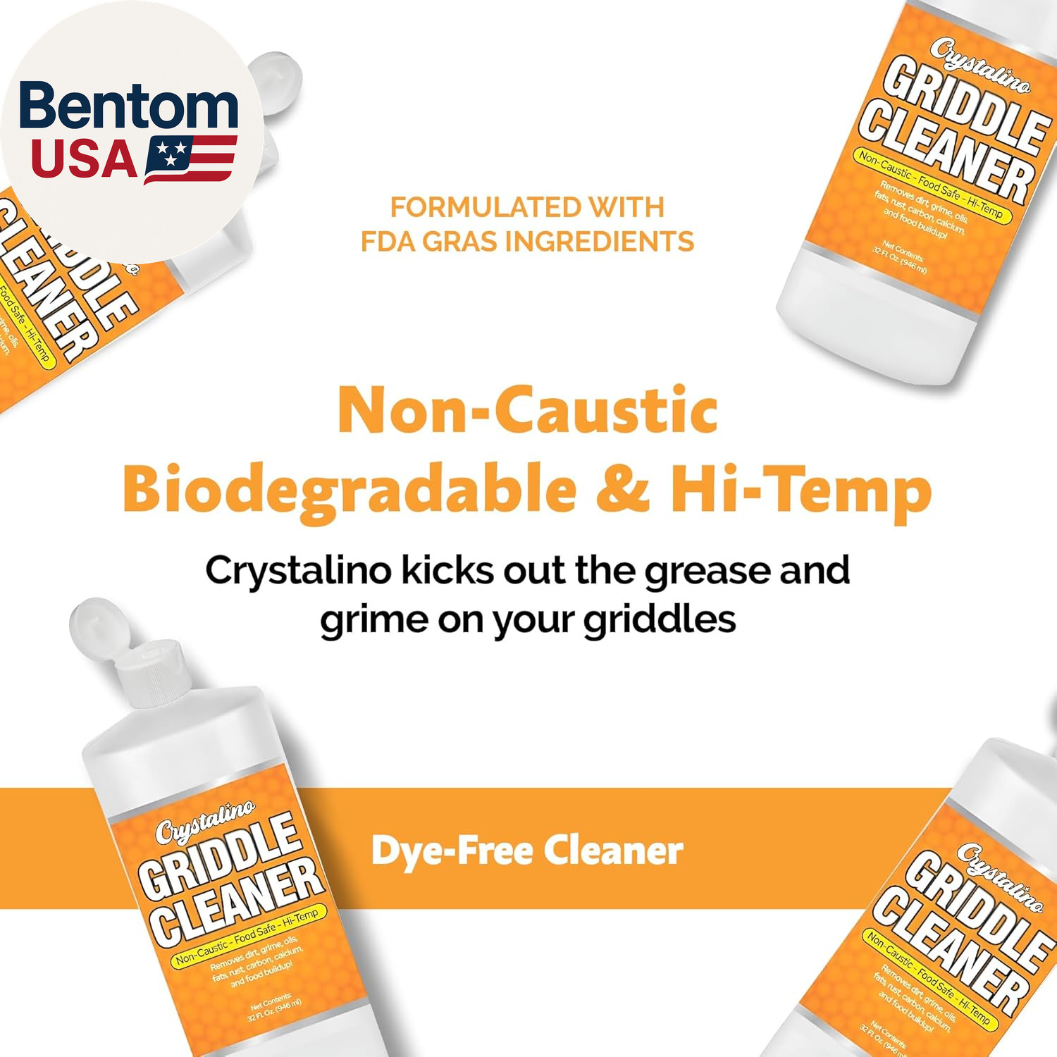 Flat Top Grill Cleaner (32 Fl Oz), Removes Grease, Rust, Fats, Carbon, and Calci