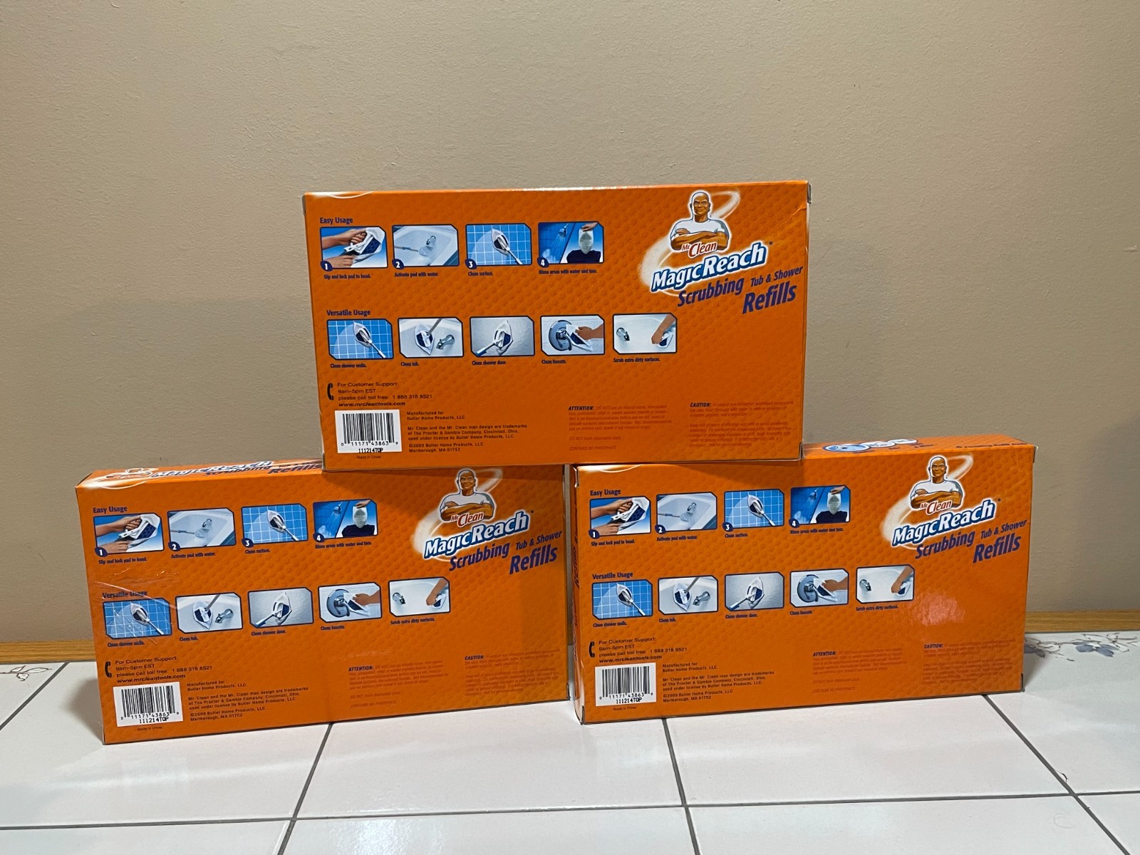 Mr. Clean Magic Reach Scrubbing Tub Shower Pads Refills 3 BOXES OF 8 / 24 TOTAL