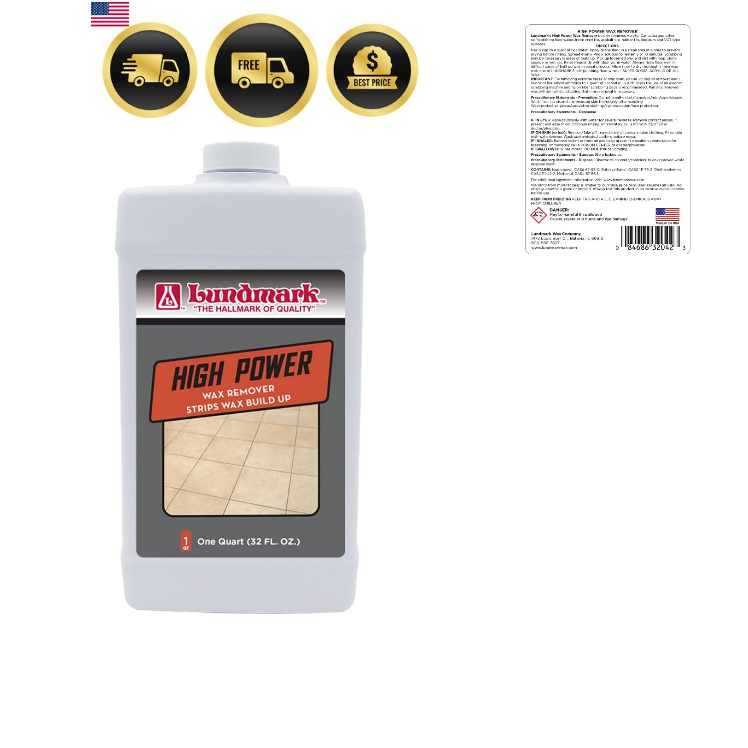 Floor Wax Remover Liquid Stripper for Tile Vinyl Resilient Floors 32oz