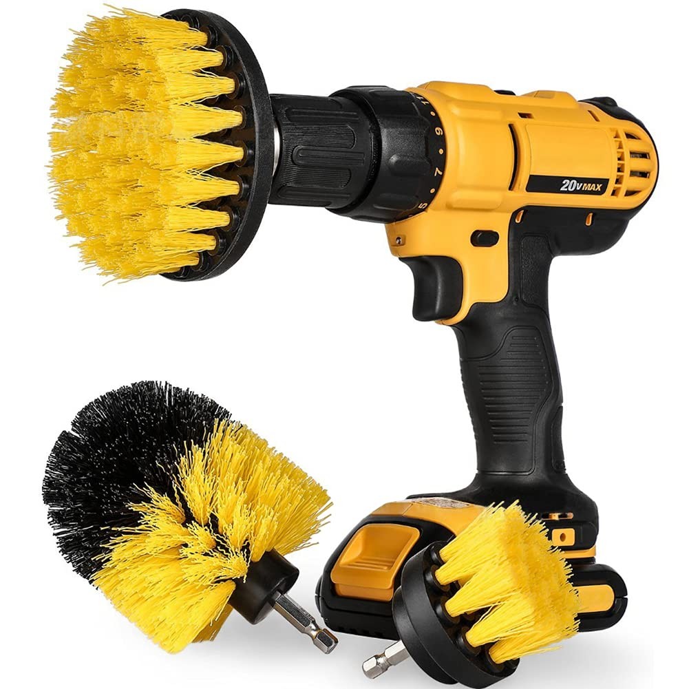 Auto Detailing Drill Brush Set for Wheels, Tires, Mats, and Bathroom Cleaning