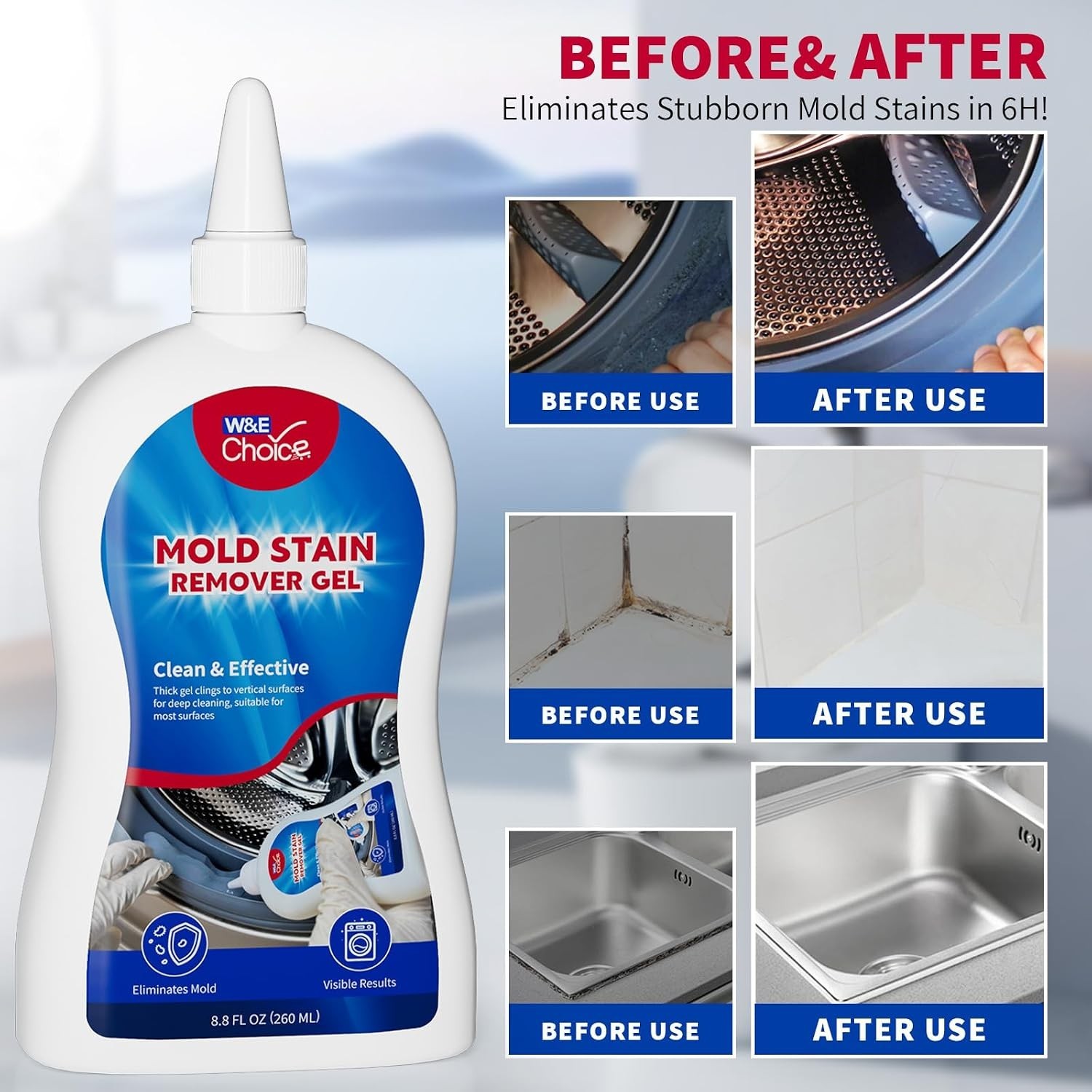 Stain Remover Gel Cleaner for Shower, Bathroom Tile Grout and Caulk – Heavy D…
