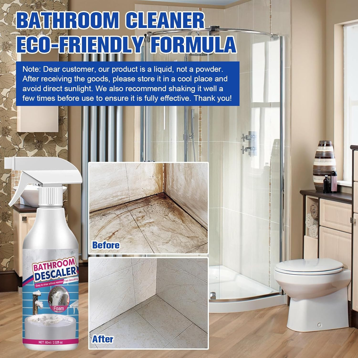 2PCS Stubborn Stains Cleaner, Bathroom Descaler Cleaner, Bathroom Foam Cleaner S